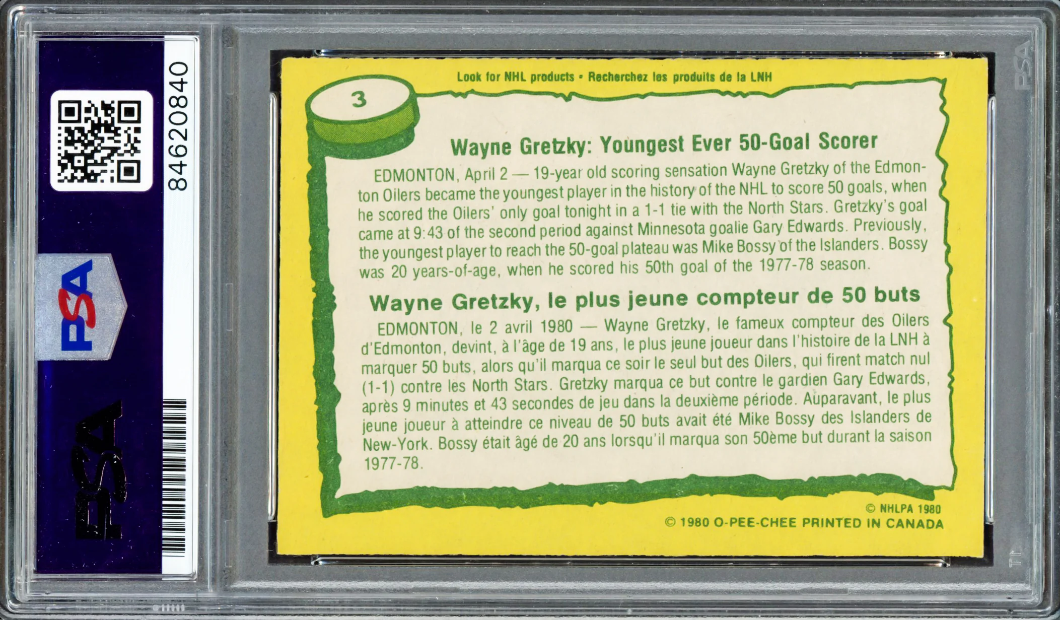 Wayne Gretzky Autographed 1980-81 O-Pee-Chee Card #3 Edmonton Oilers Vintage Signature PSA/DNA #84620840 - Image 2