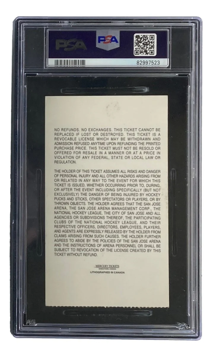Wayne Gretzky Signed 1994 LA Kings vs Sharks Goal 800 Game Ticket PSA 6 Auto 9 - Image 2