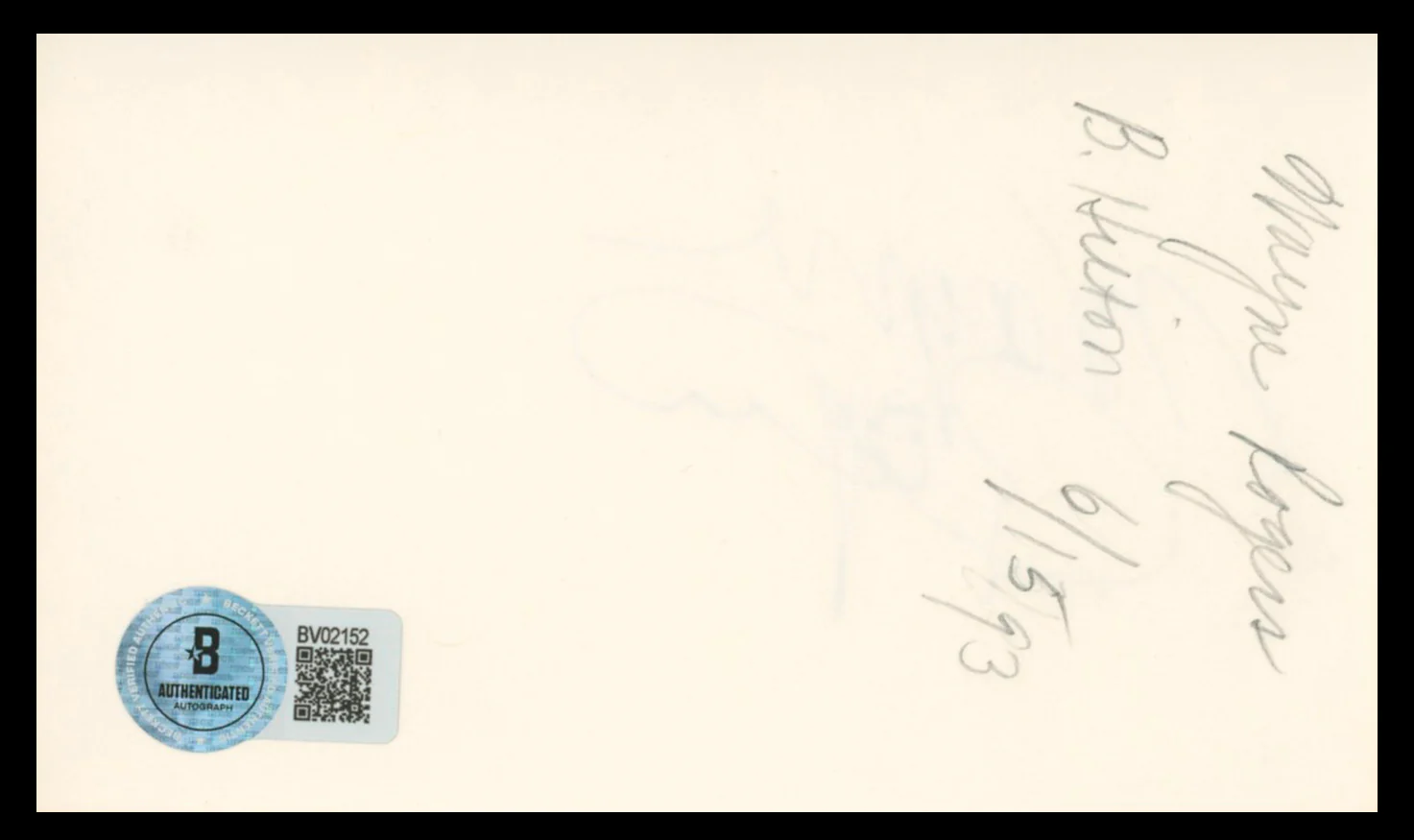 Wayne Rogers M*A*S*H Authentic Signed 3x5 Index Card Autographed BAS #BV02152 - Image 3