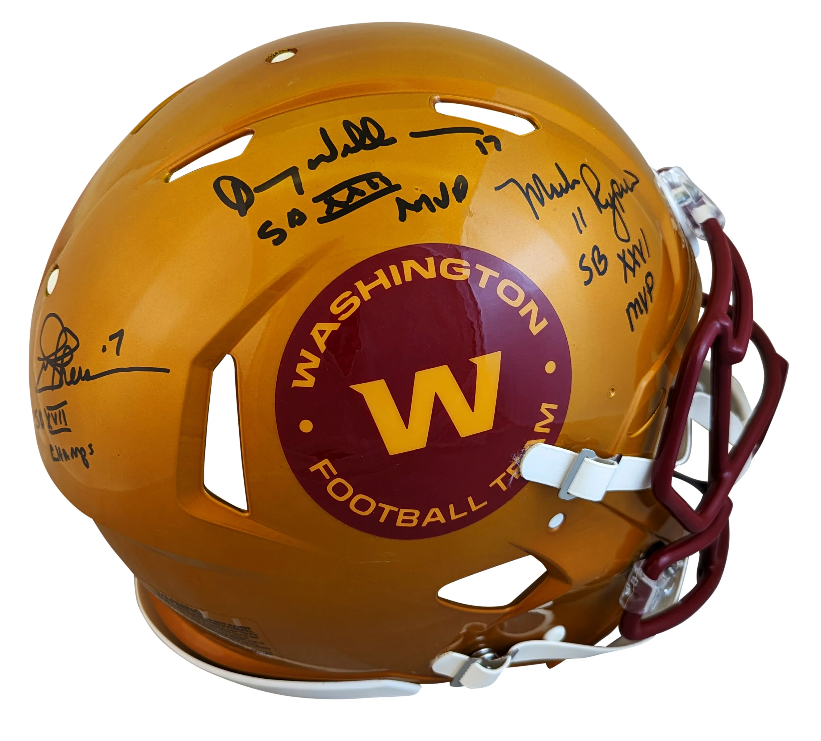 WFT SB QBs (3) Signed Flash Full Size Speed Proline Helmet W/ Case BAS Witness - Image 3