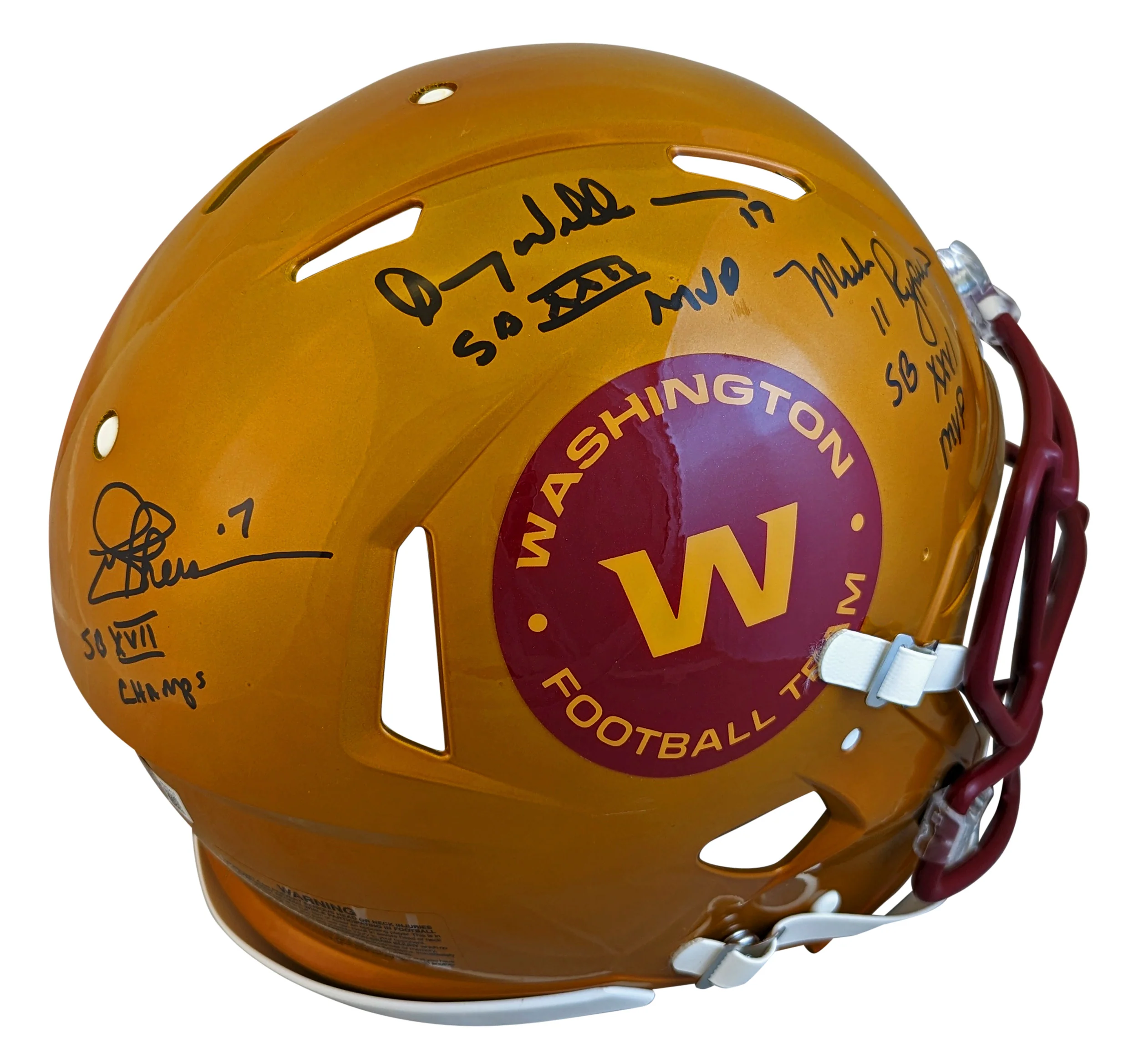 WFT SB QBs (3) Signed Flash Full Size Speed Proline Helmet W/ Case BAS Witness - Image 4