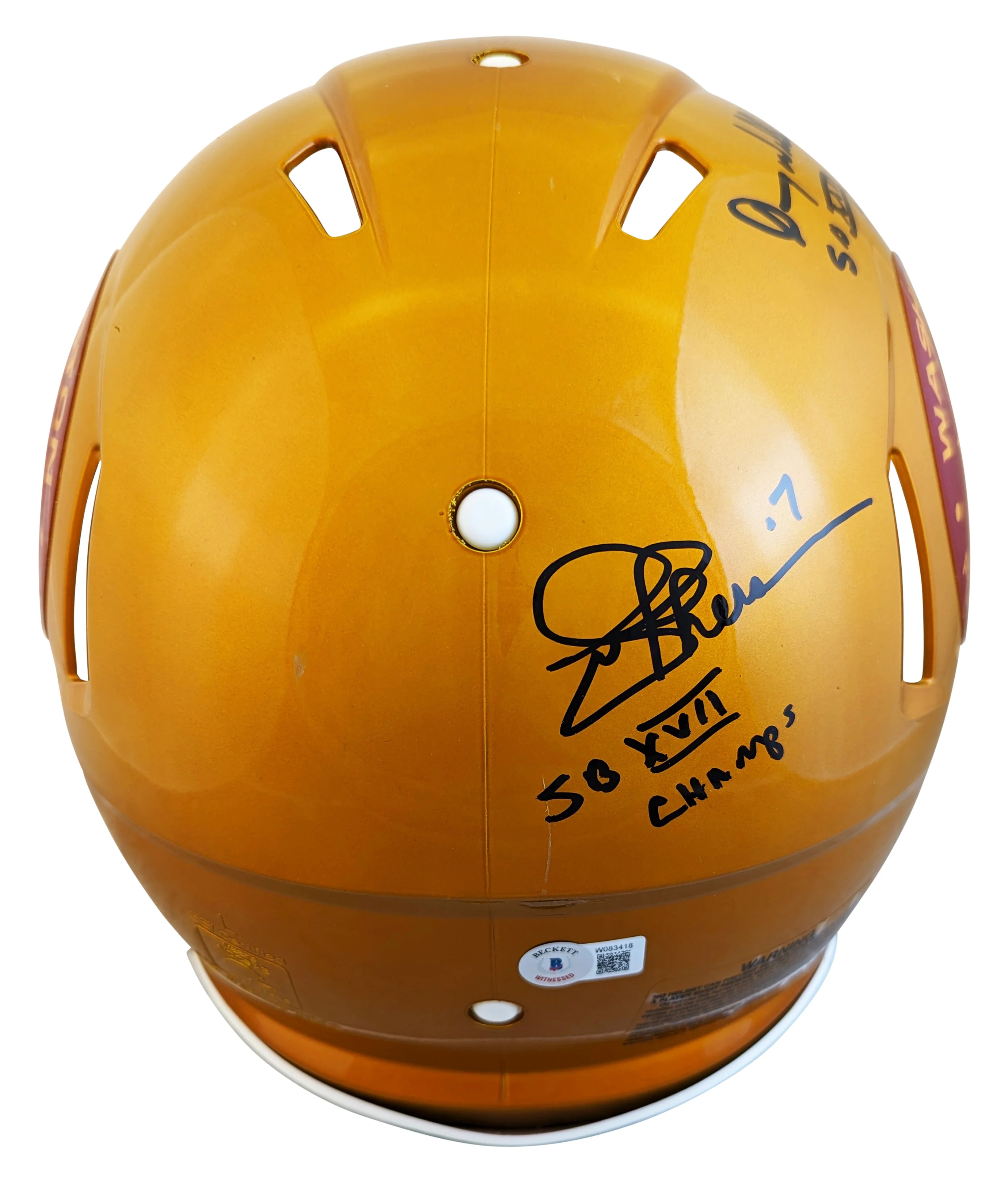 WFT SB QBs (3) Signed Flash Full Size Speed Proline Helmet W/ Case BAS Witness - Image 5