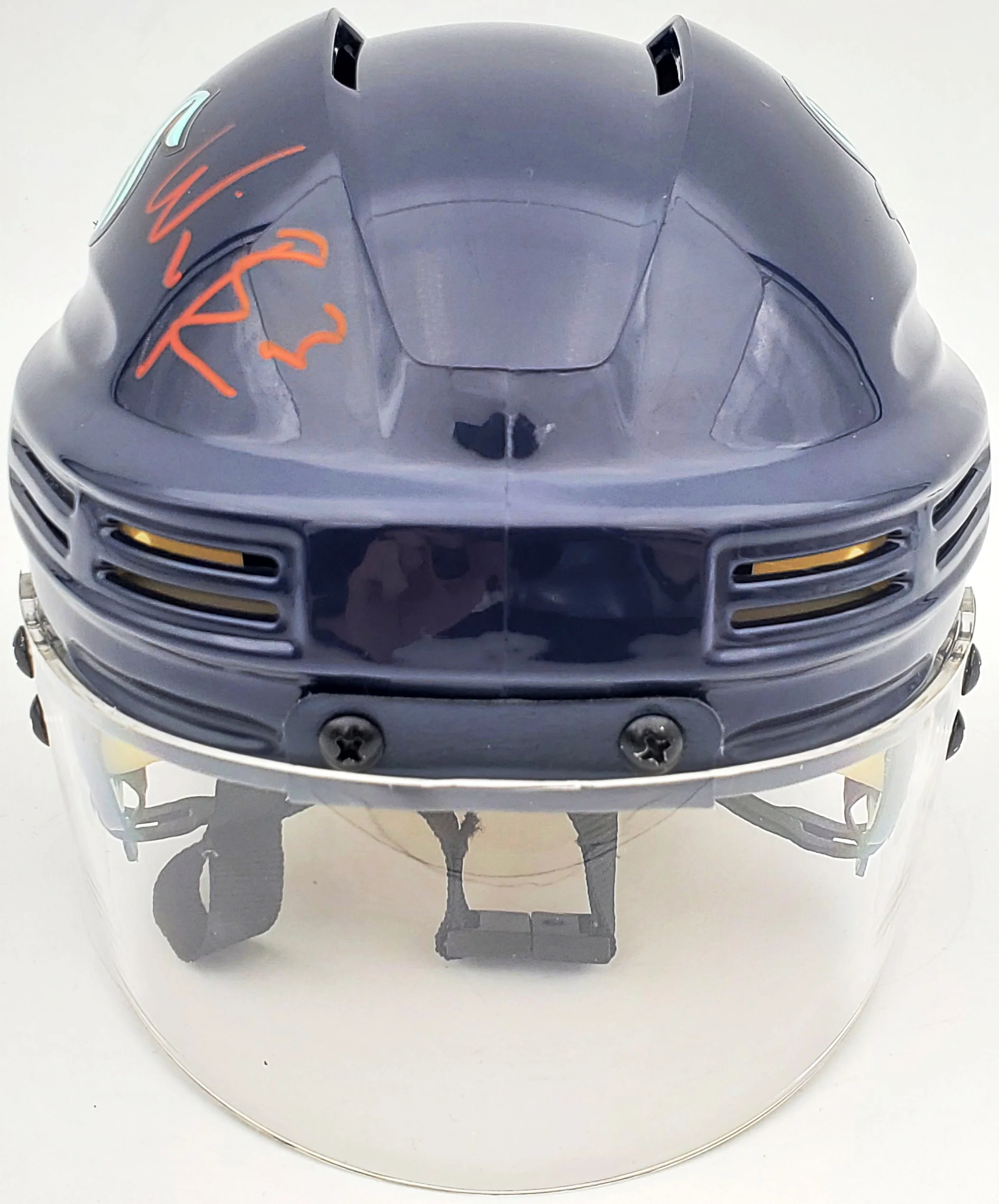 Will Borgen Autographed Seattle Kraken Blue Mini Helmet Fanatics Holo Stock #200305 - Image 5