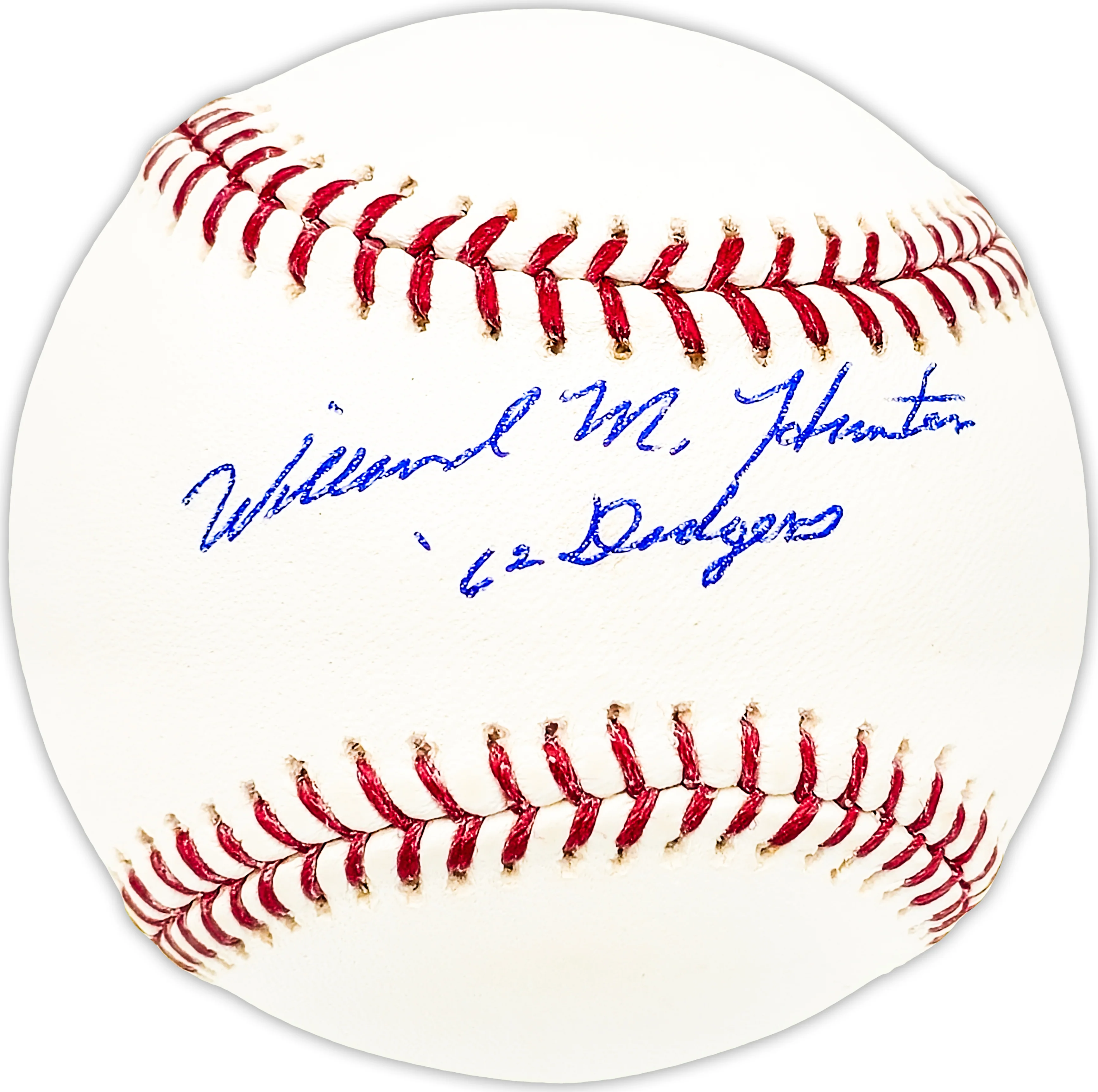 Willard Hunter Autographed Official MLB Baseball Los Angeles Dodgers "62 Dodgers" Beckett BAS QR #BM25212