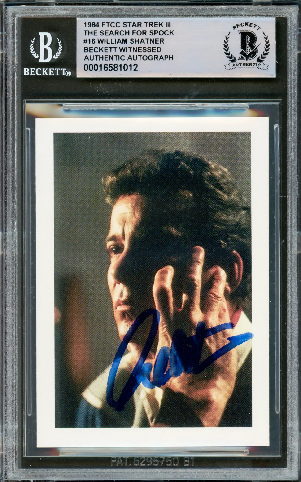 William Shatner Autographed 1984 FTCC Search For Spok Card #16 Star Trek Captain Kirk Beckett BAS #16581012