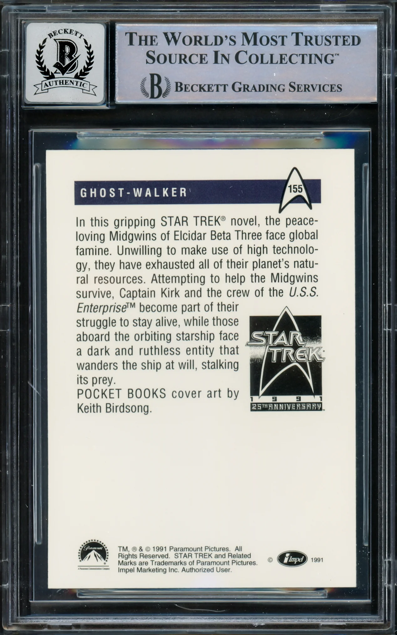William Shatner Autographed 1991 Impel 25th Anniversary Card #155 Star Trek Captain Kirk Auto Grade Gem Mint 10 Beckett BAS #16580495 - Image 2