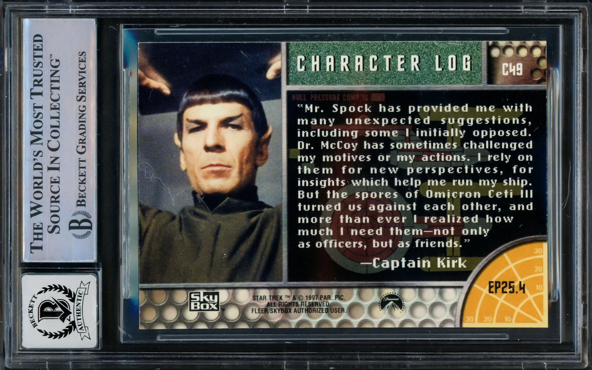 William Shatner Autographed 1997 Fleer Skybox Card #C49 Star Trek Captain Kirk Auto Grade Gem Mint 10 The Original Series Season 1 Beckett BAS #16580650 - Image 2