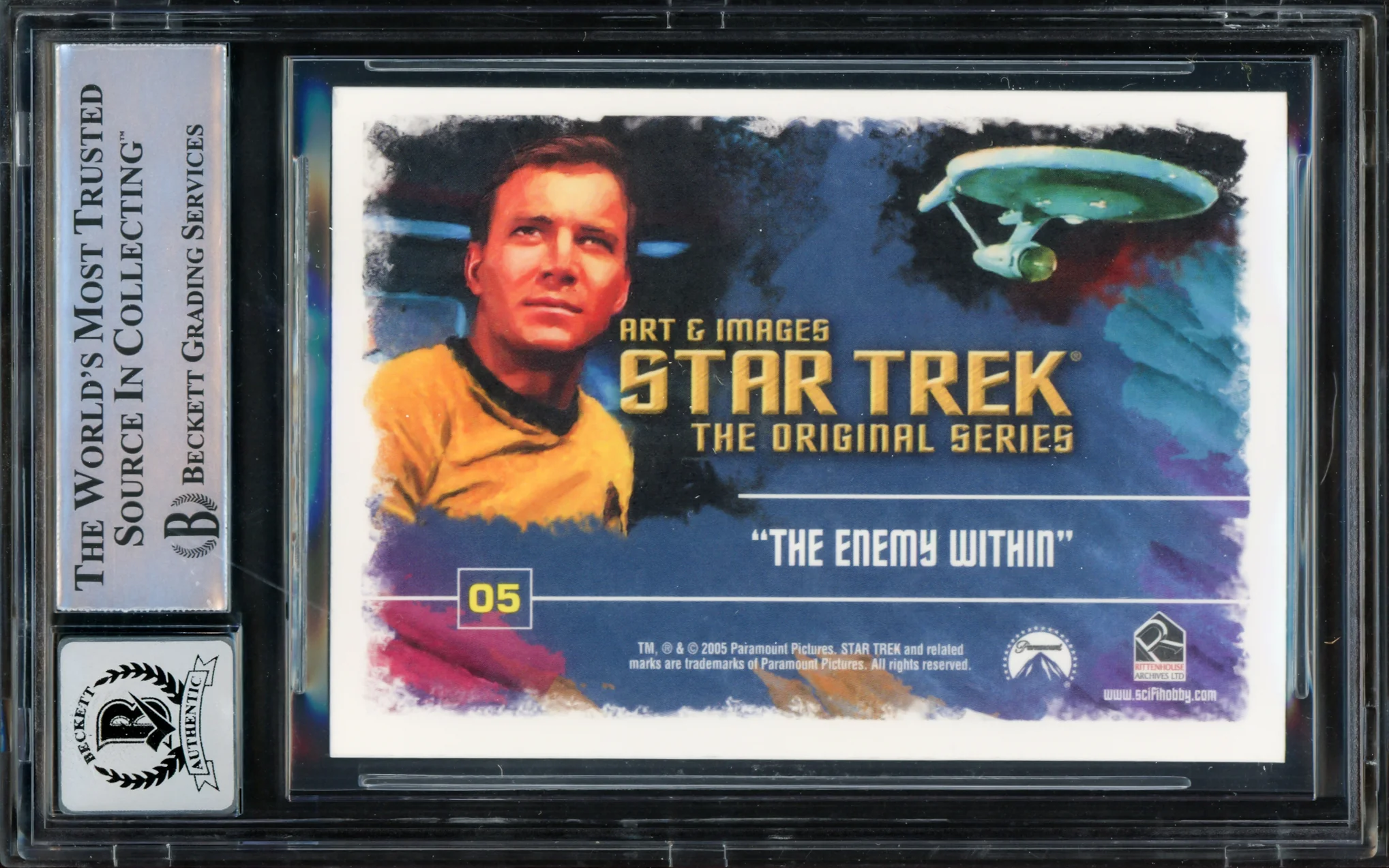 William Shatner Autographed 2005 Rittenhouse Art & Images Card #5 Star Trek Captain Kirk Auto Grade Gem Mint 10 The Original Series Beckett BAS #16580698 - Image 2