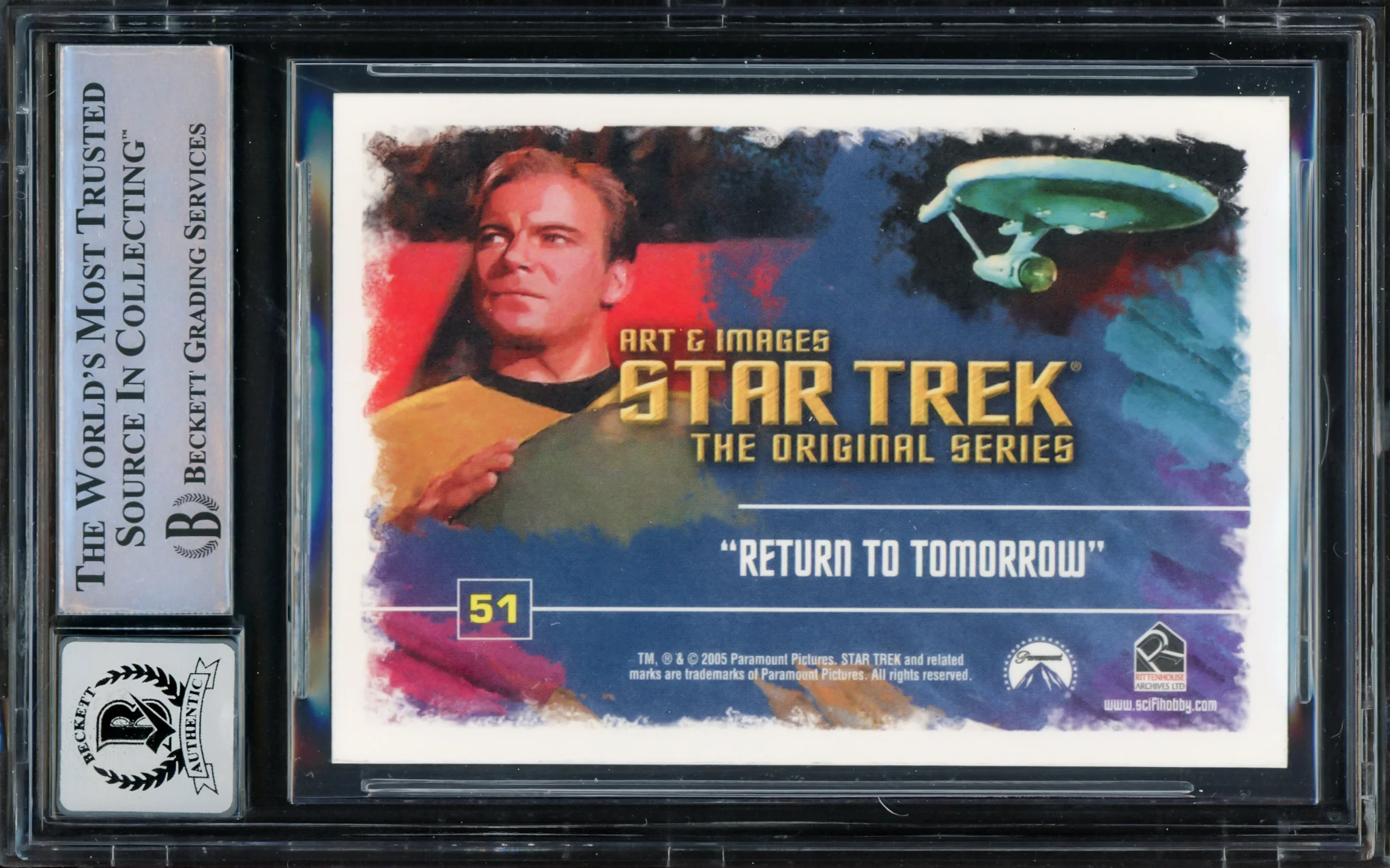 William Shatner Autographed 2005 Rittenhouse Art & Images Card #51 Star Trek Captain Kirk Auto Grade Gem Mint 10 The Original Series Beckett BAS #16580727 - Image 2