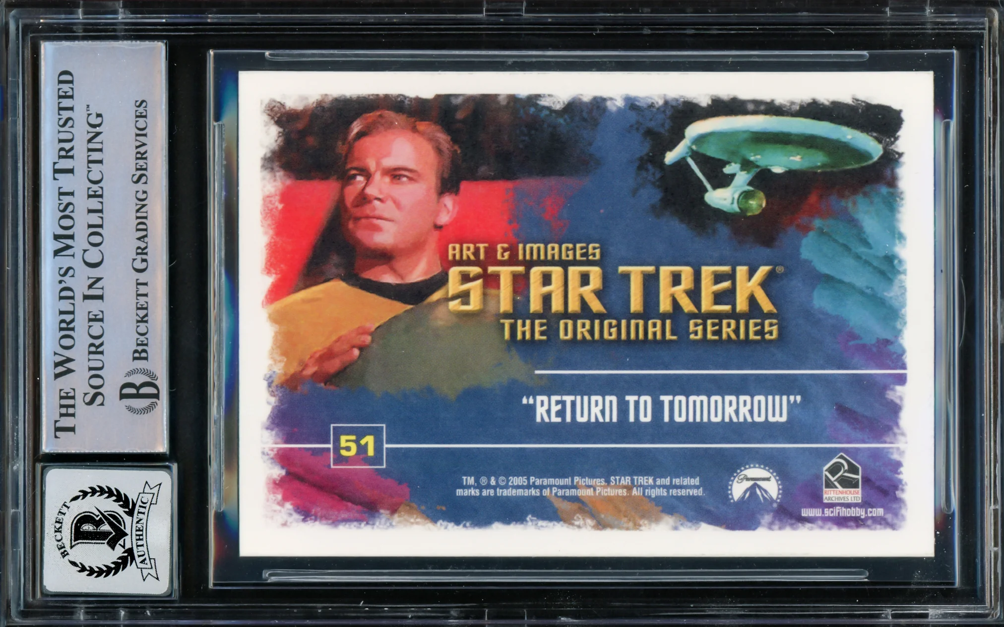 William Shatner Autographed 2005 Rittenhouse Art & Images Card #51 Star Trek Captain Kirk Auto Grade Gem Mint 10 The Original Series Beckett BAS #16580728 - Image 2
