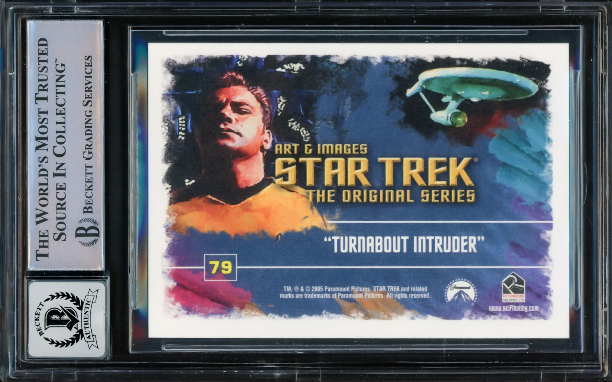 William Shatner Autographed 2005 Rittenhouse Art & Images Card #79 Star Trek The Original Series Captain Kirk Auto Grade Gem Mint 10 Beckett BAS Stock #228054 - Image 2