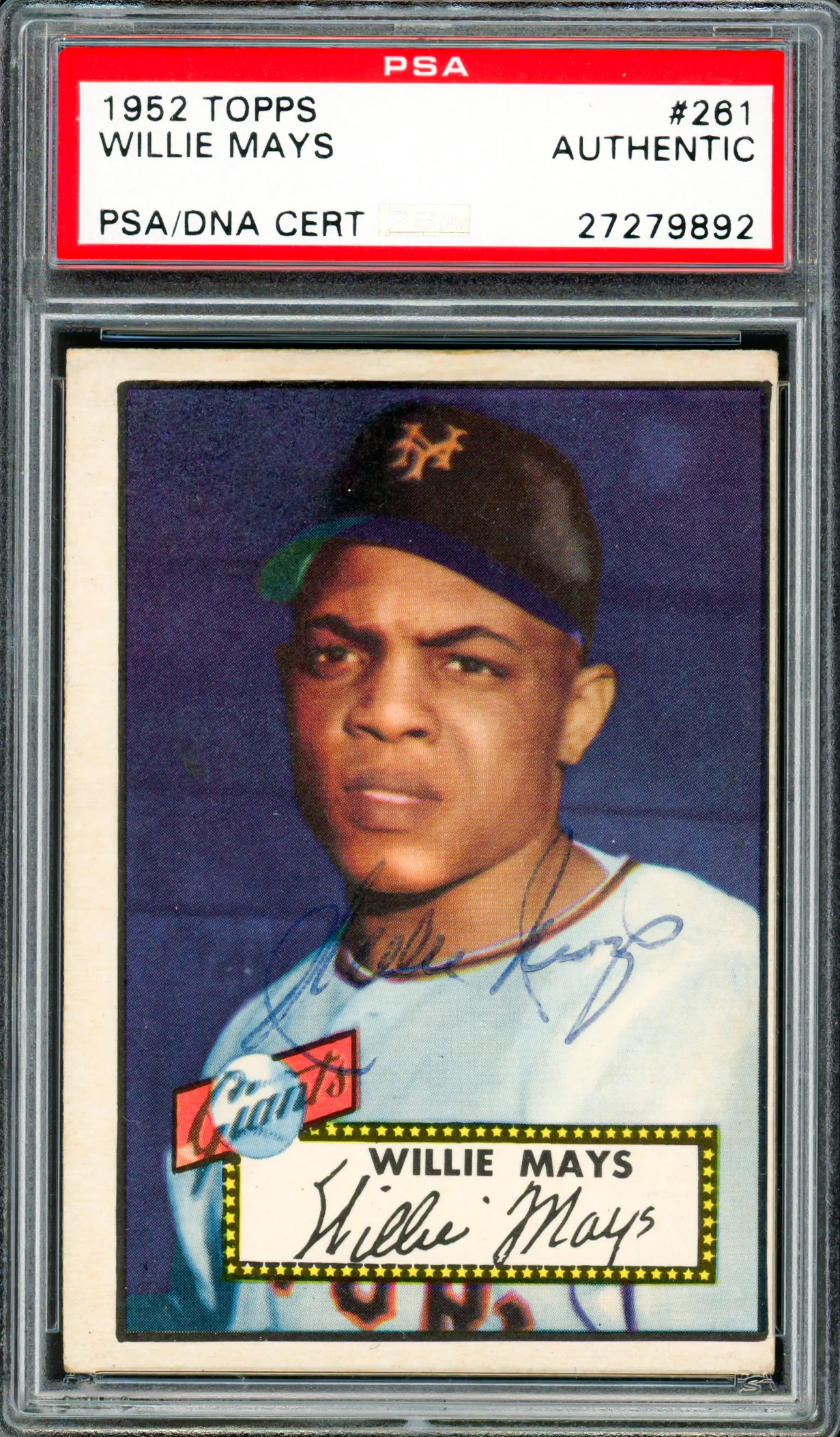 Willie Mays Autographed 1952 Topps Rookie Card #261 New York Giants Vintage Rookie Signature PSA/DNA #27279892