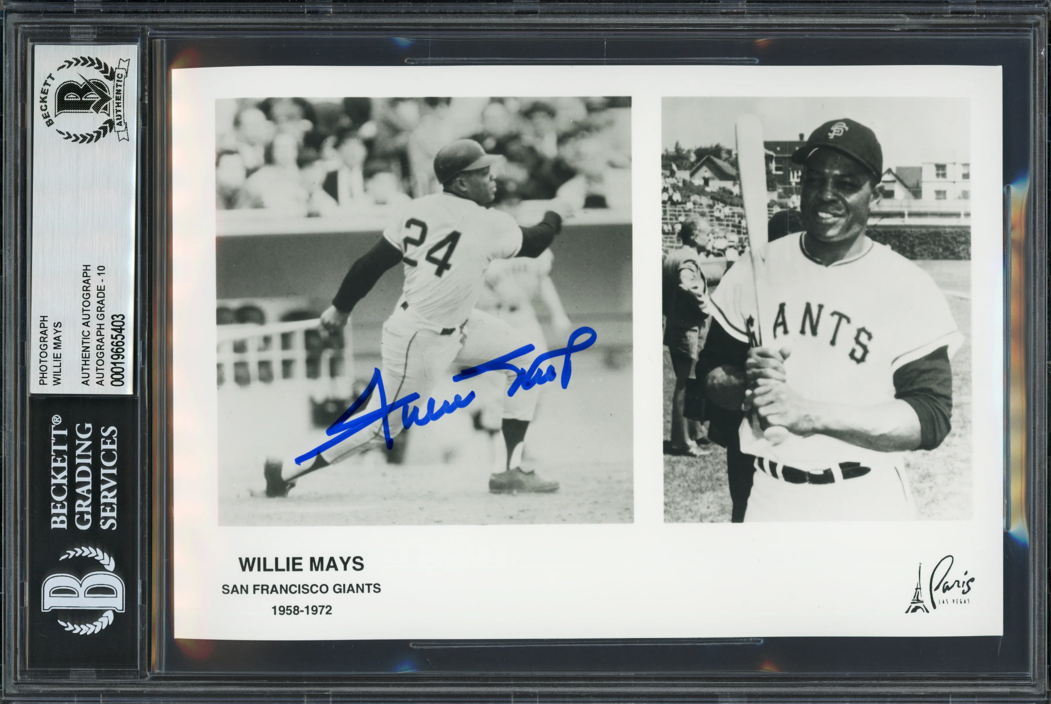 Willie Mays Autographed 5x7 Photo San Francisco Giants Auto Grade Gem Mint 10 Beckett BAS Stock #261810