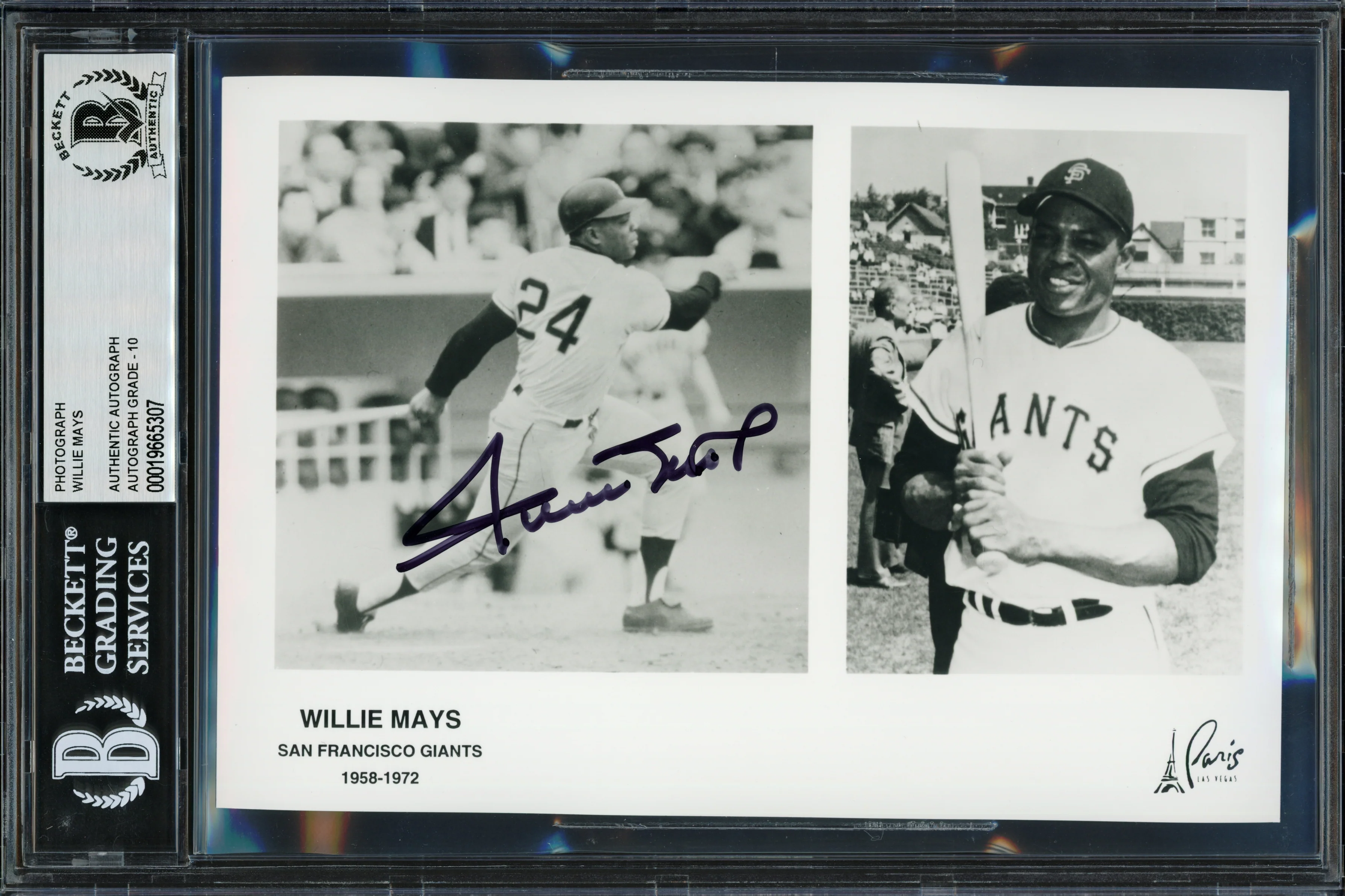 Willie Mays Autographed 5x7 Photo San Francisco Giants Auto Grade Gem Mint 10 Beckett BAS Stock #261811