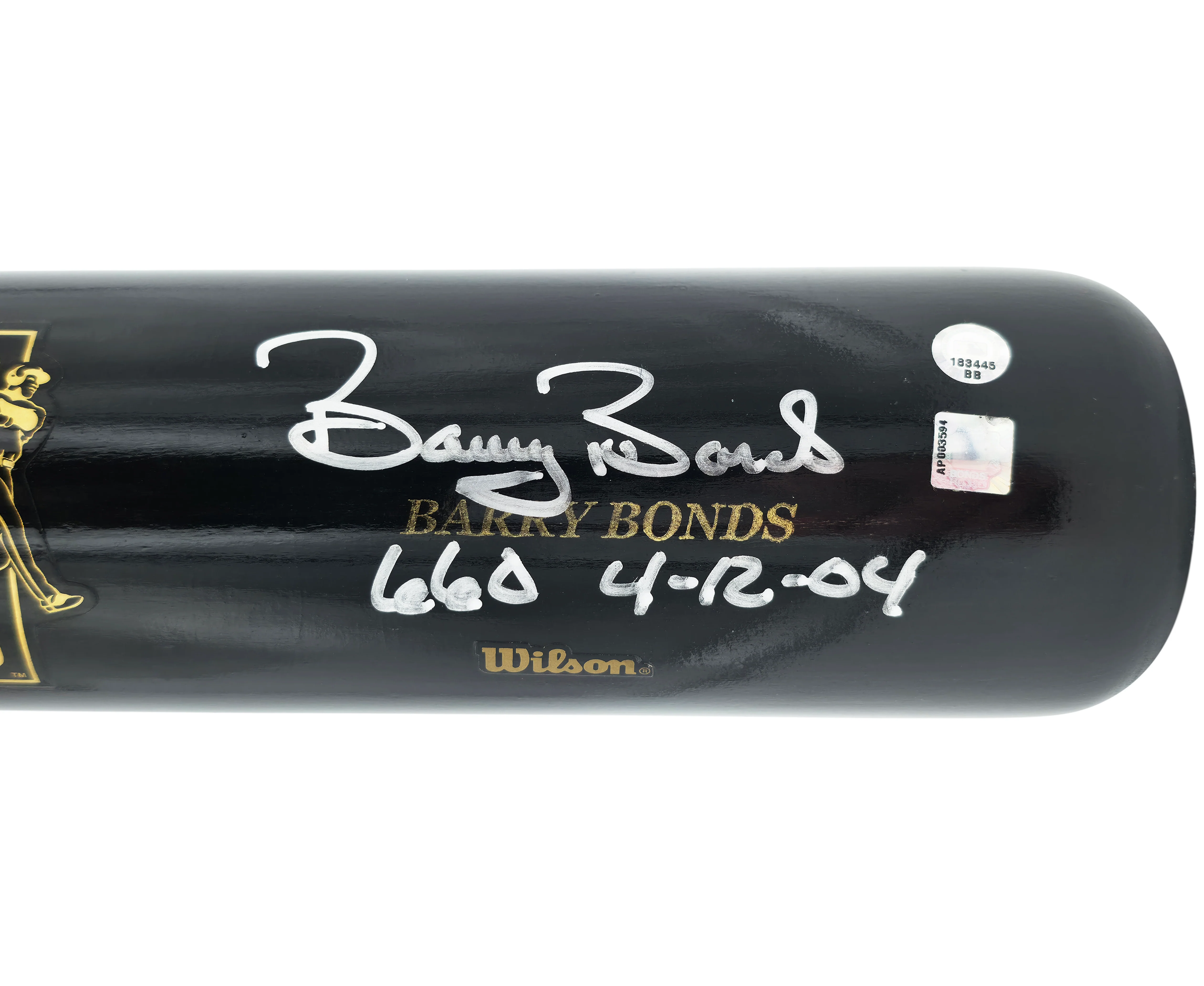 Willie Mays & Barry Bonds Autographed Black 660 Home Run Logo SAM Baseball Bat San Francisco Giants "Dated" WM Collection & MLB Holo #BB183445 - Image 3