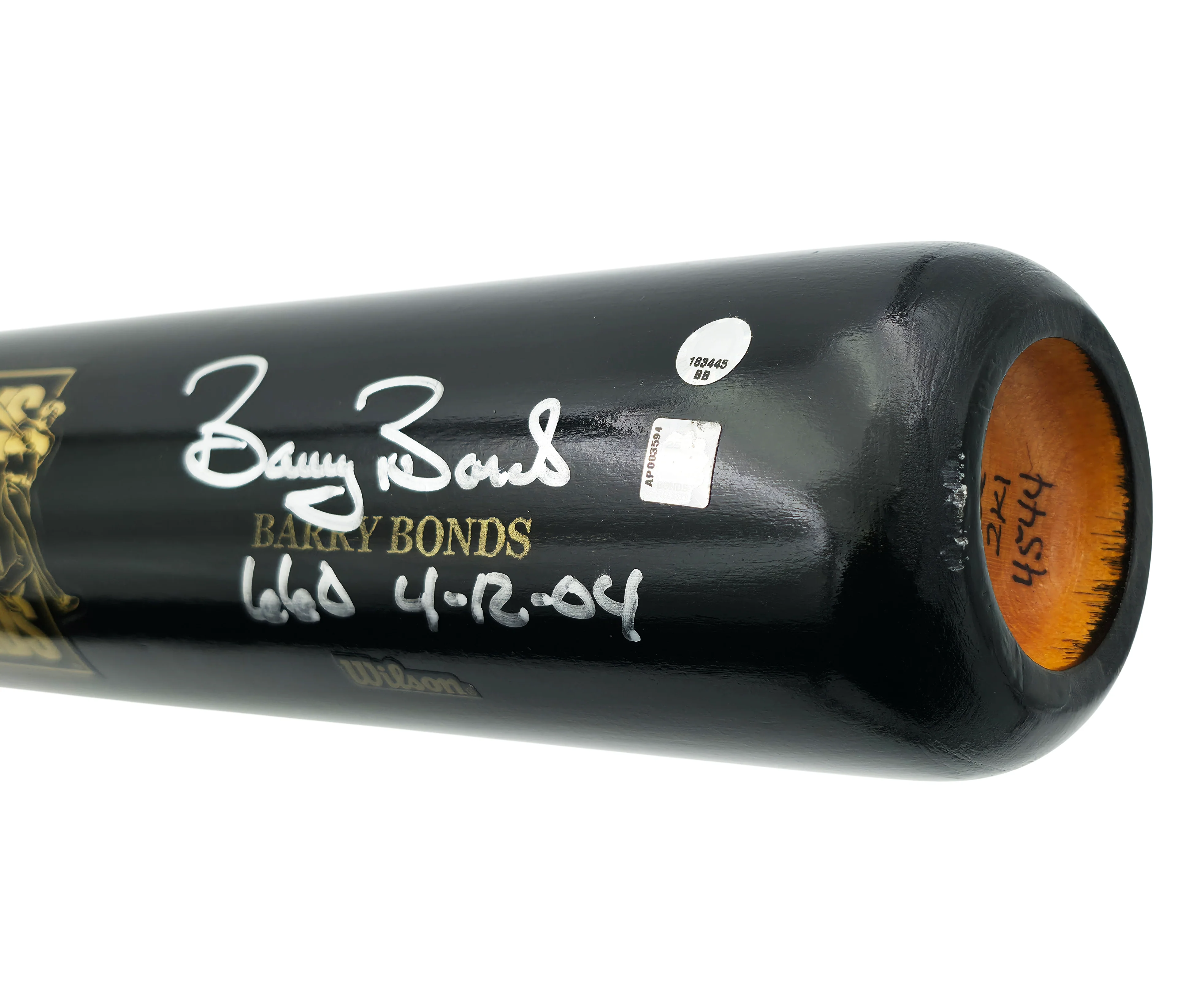 Willie Mays & Barry Bonds Autographed Black 660 Home Run Logo SAM Baseball Bat San Francisco Giants "Dated" WM Collection & MLB Holo #BB183445 - Image 4