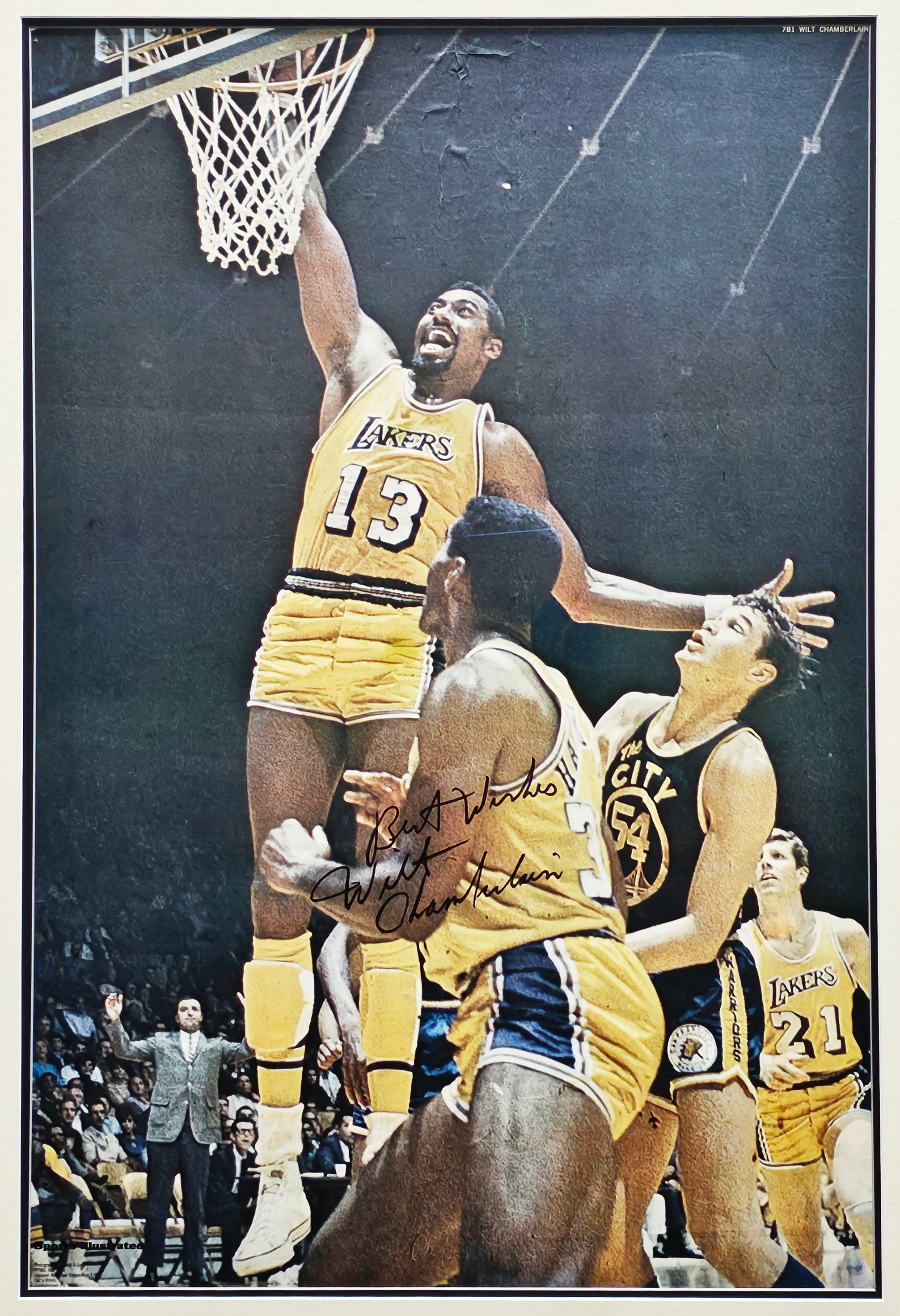 Wilt Chamberlain Autographed Framed 24x36 Sports Illustrated Poster Photo Los Angeles Lakers Auto Grade Gem Mint 10 "Best Wishes" PSA/DNA #AN04075 - Image 2