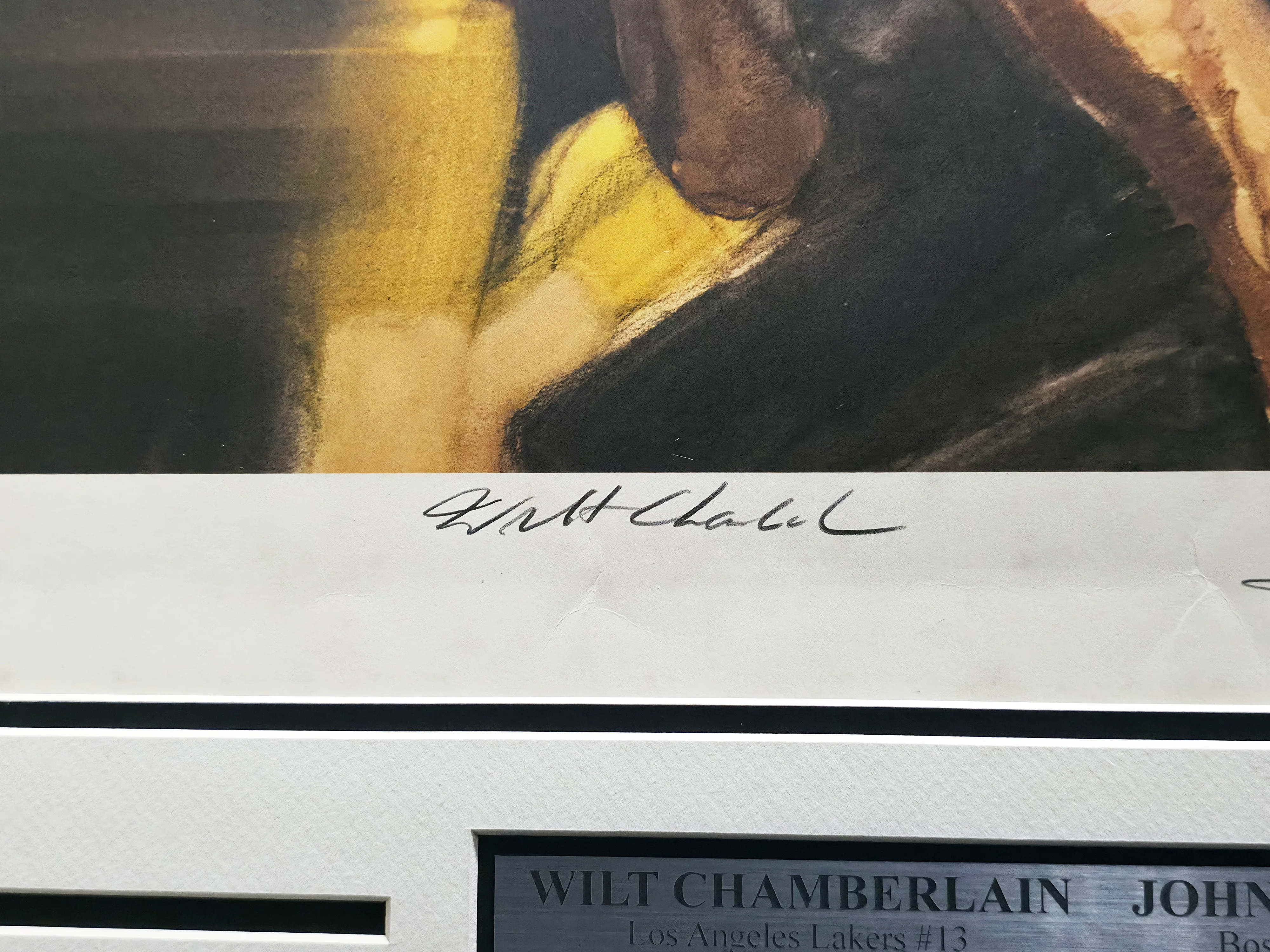 Wilt Chamberlain & John Havlicek Autographed Framed 18x22 Lithograph Photo #447/1000 Beckett BAS #AE08297 - Image 3