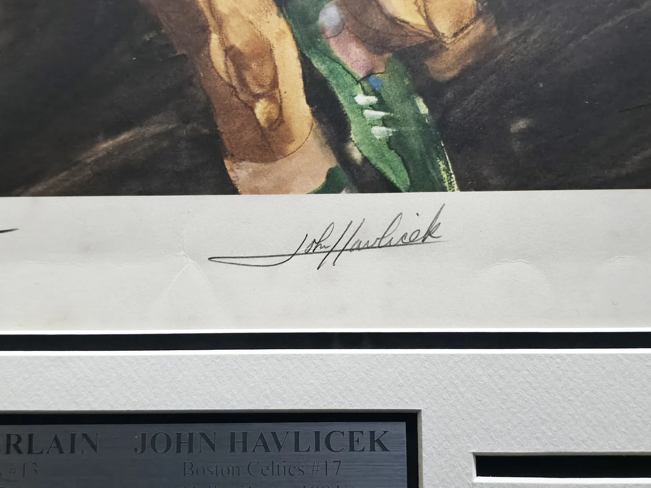 Wilt Chamberlain & John Havlicek Autographed Framed 18x22 Lithograph Photo #447/1000 Beckett BAS #AE08297 - Image 4