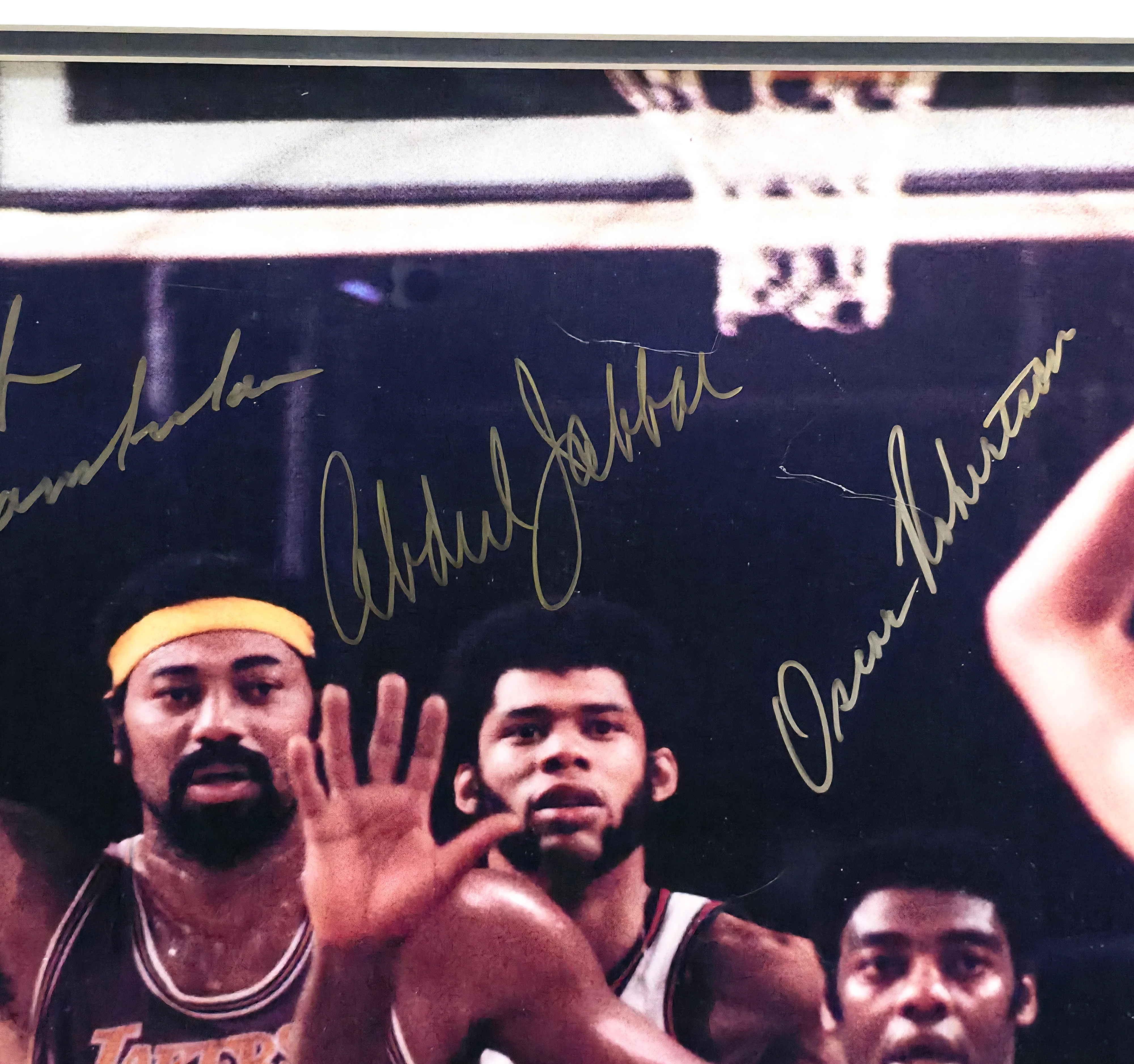 Wilt Chamberlain, Kareem Abdul-Jabbar & Oscar Robertson Autographed Framed 16x20 Photo Auto Grade Gem Mint 10 Beckett BAS #AE16662 - Image 4