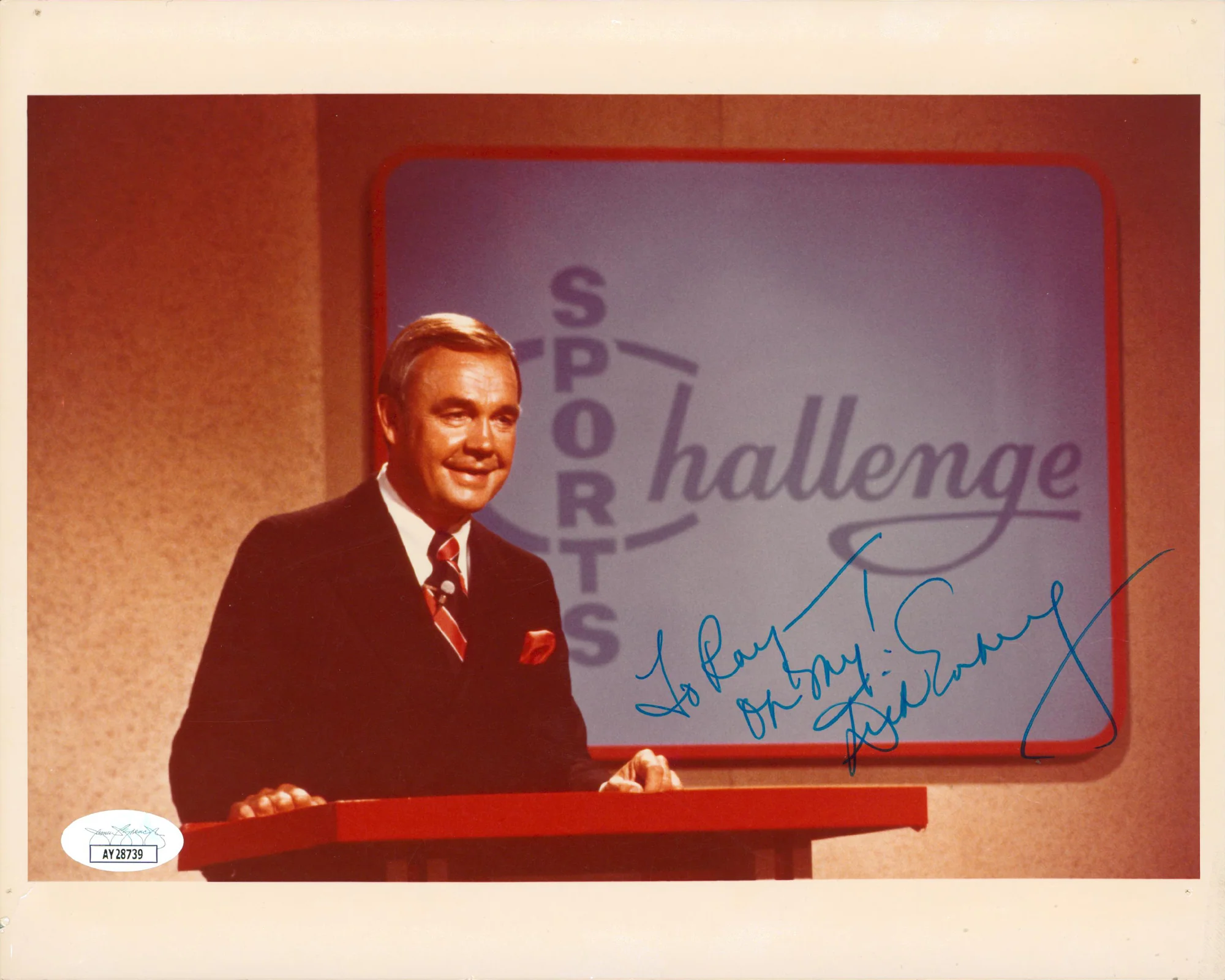 Wink Martindale Sports Challenge "To Ray Oh My!" Signed 8x10 Photo JSA #AY28739 - Image 2