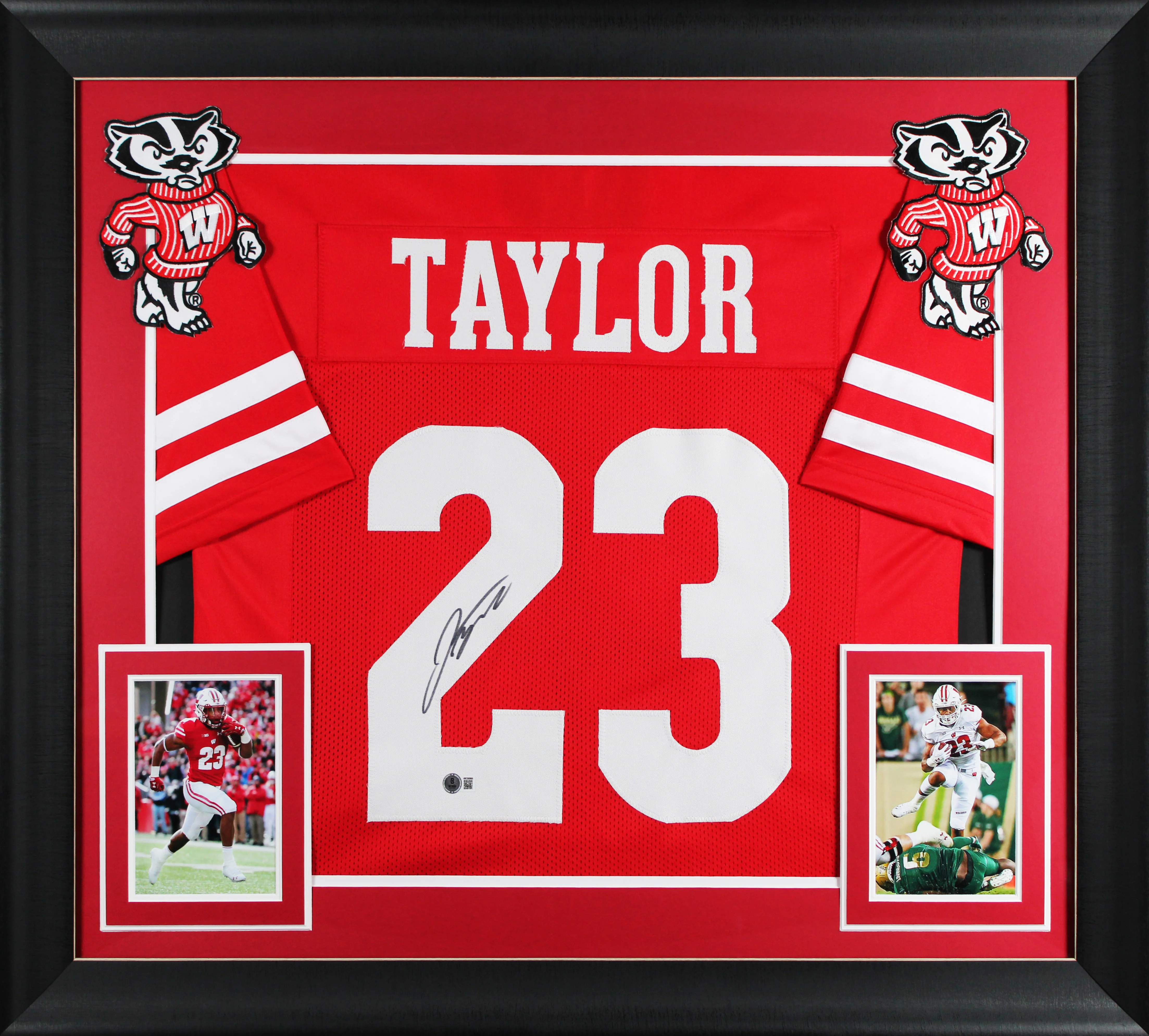 Wisconsin Jonathan Taylor Authentic Signed Red Pro Style Framed Jersey BAS - Image 2
