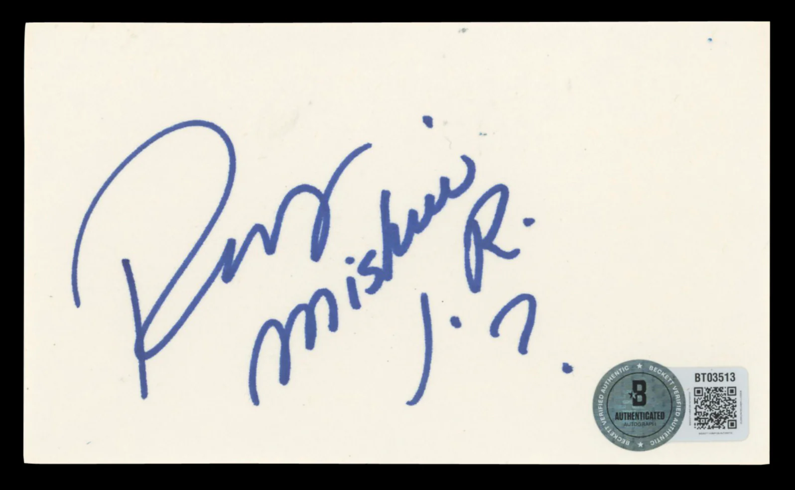 WWE Rey Mysterio Jr. "?" Authentic Signed 3x5 Index Card BAS #BT03513 - Image 2