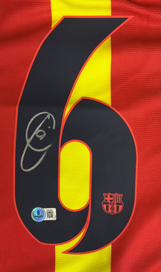 Xavi Signed Barcelona 2013/14 Nike Soccer Jersey BAS - Image 2