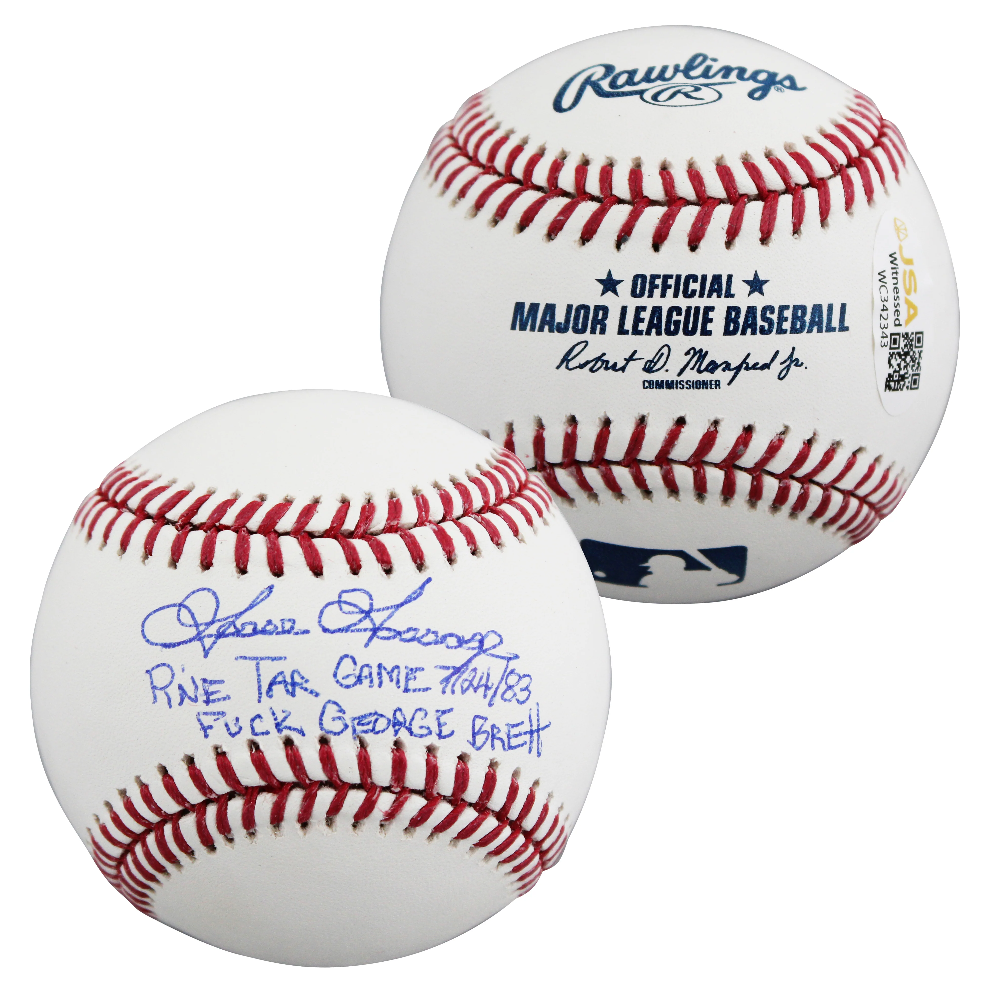 Yankees Goose Gossage "2x Insc" Authentic Signed Oml Baseball JSA Witnessed - Image 2
