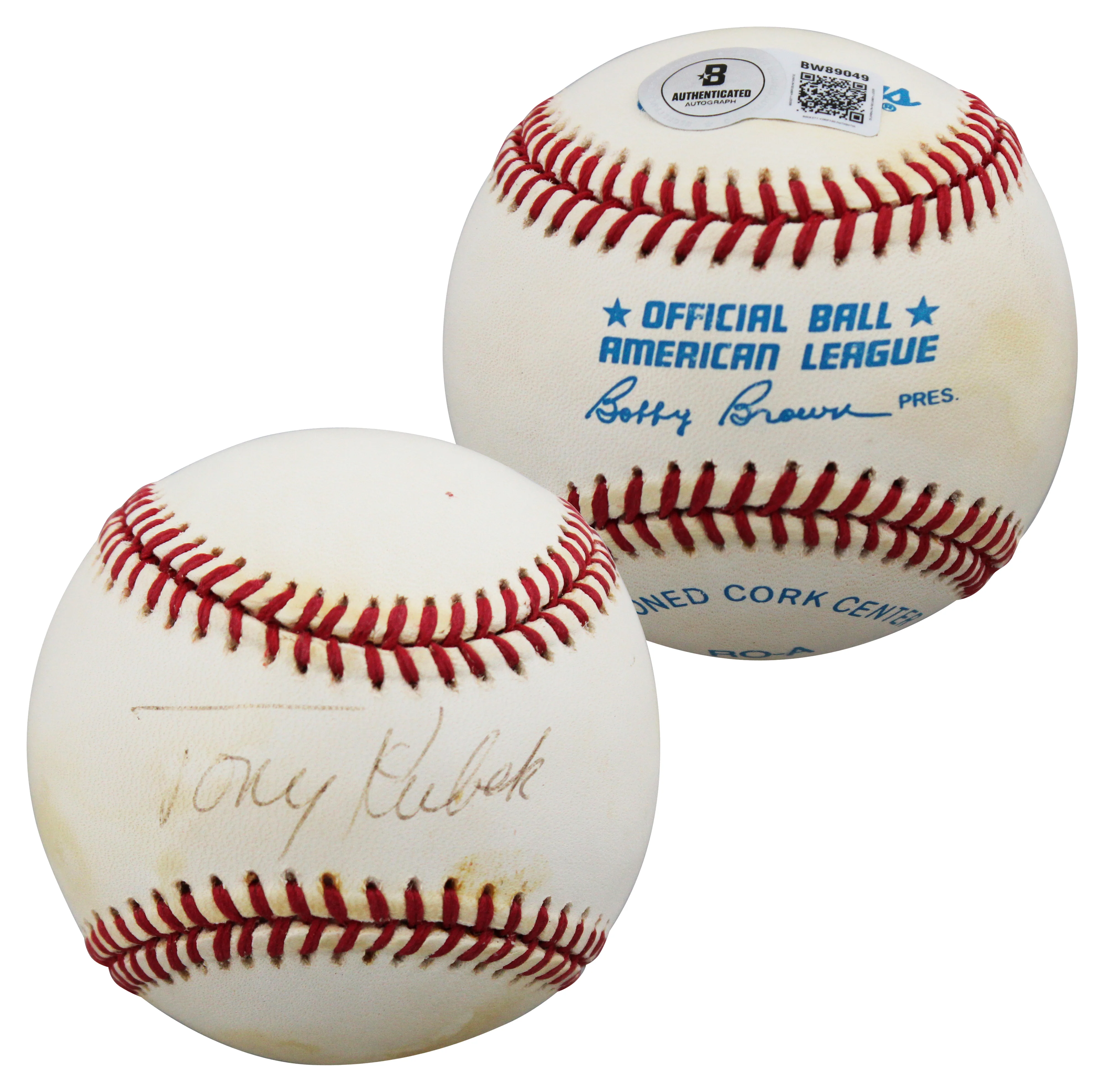 Yankees Tony Kubek Authentic Signed Bobby Brown OAL Baseball BAS #BW89049