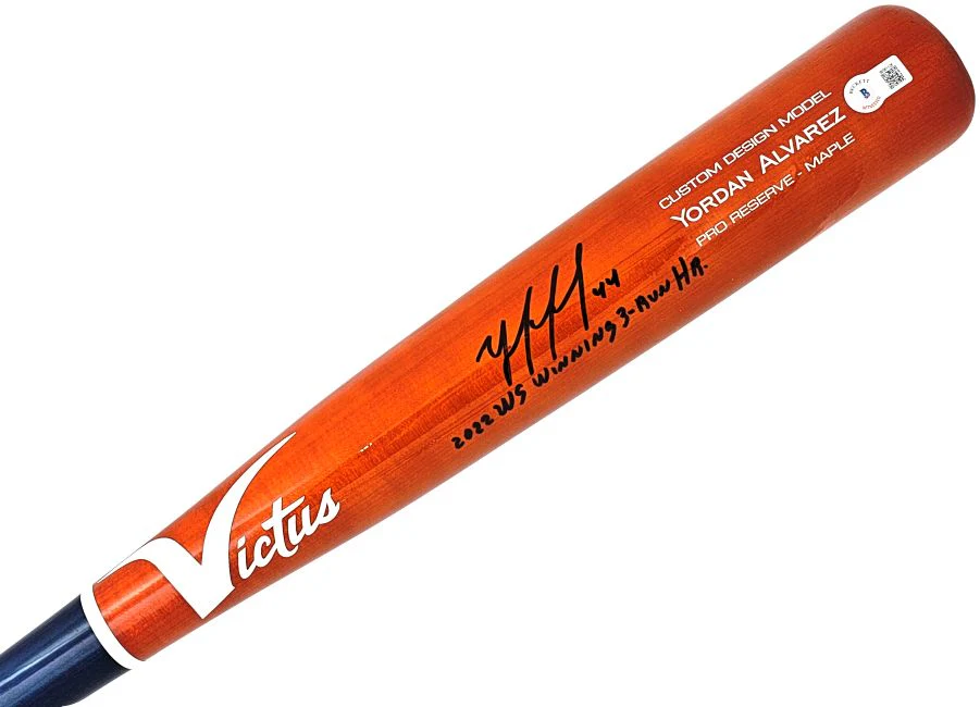 Yordan Alvarez Astros Signed Victus Blu/Org Player Model Bat 2022 WS Winning BAS - Image 2