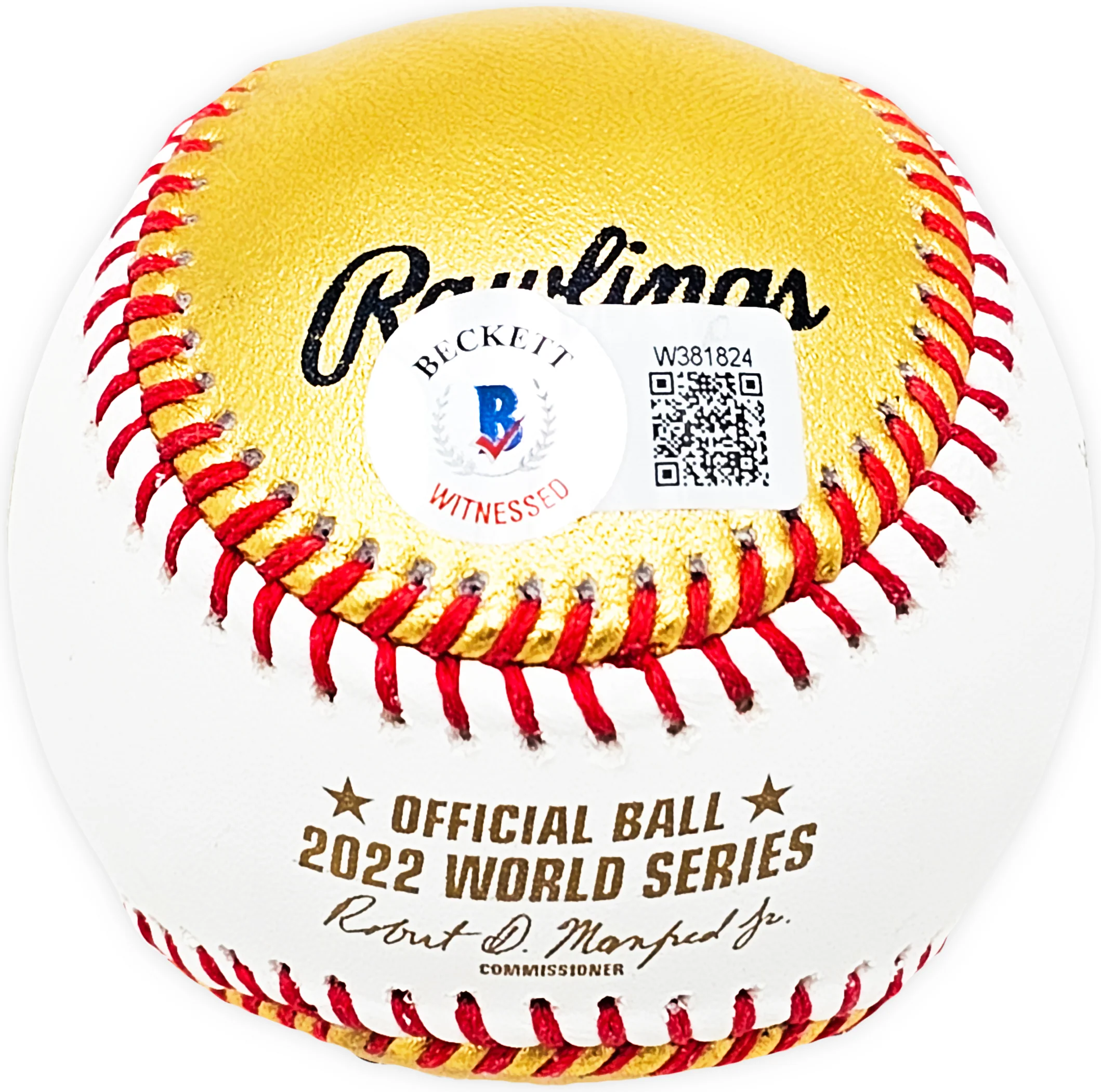 Yordan Alvarez Autographed Official 2022 Gold World Series Gold MLB Baseball Houston Astros Beckett BAS Witness Stock #215396 - Image 4