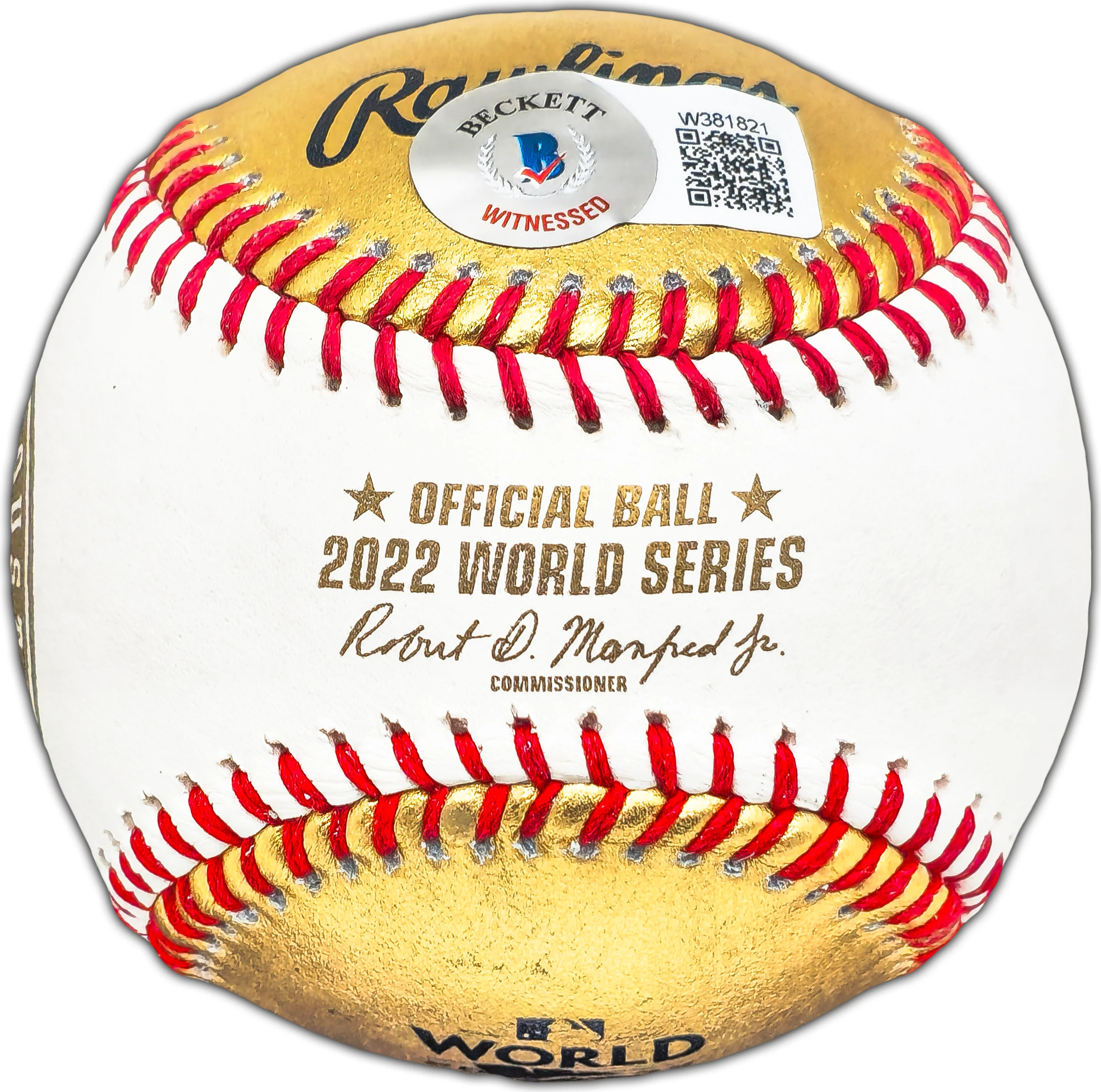Yordan Alvarez Autographed Official 2022 Gold World Series Logo Baseball Houston Astros Beckett BAS #W381821 - Image 2