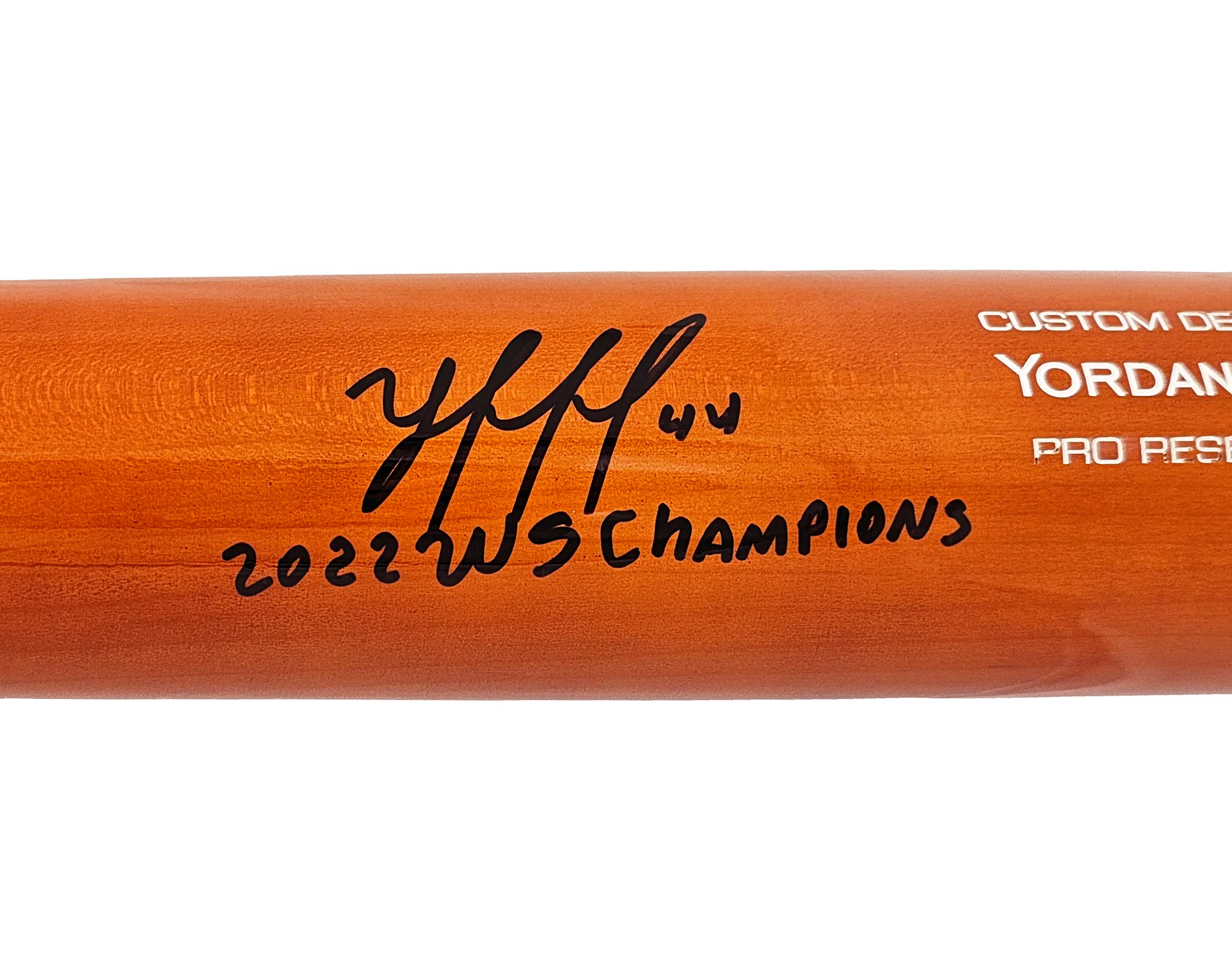 Yordan Alvarez Autographed Orange & Blue Victus Player Model Bat Houston Astros "2022 WS Champions" Beckett BAS Witness Stock #215389 - Image 4