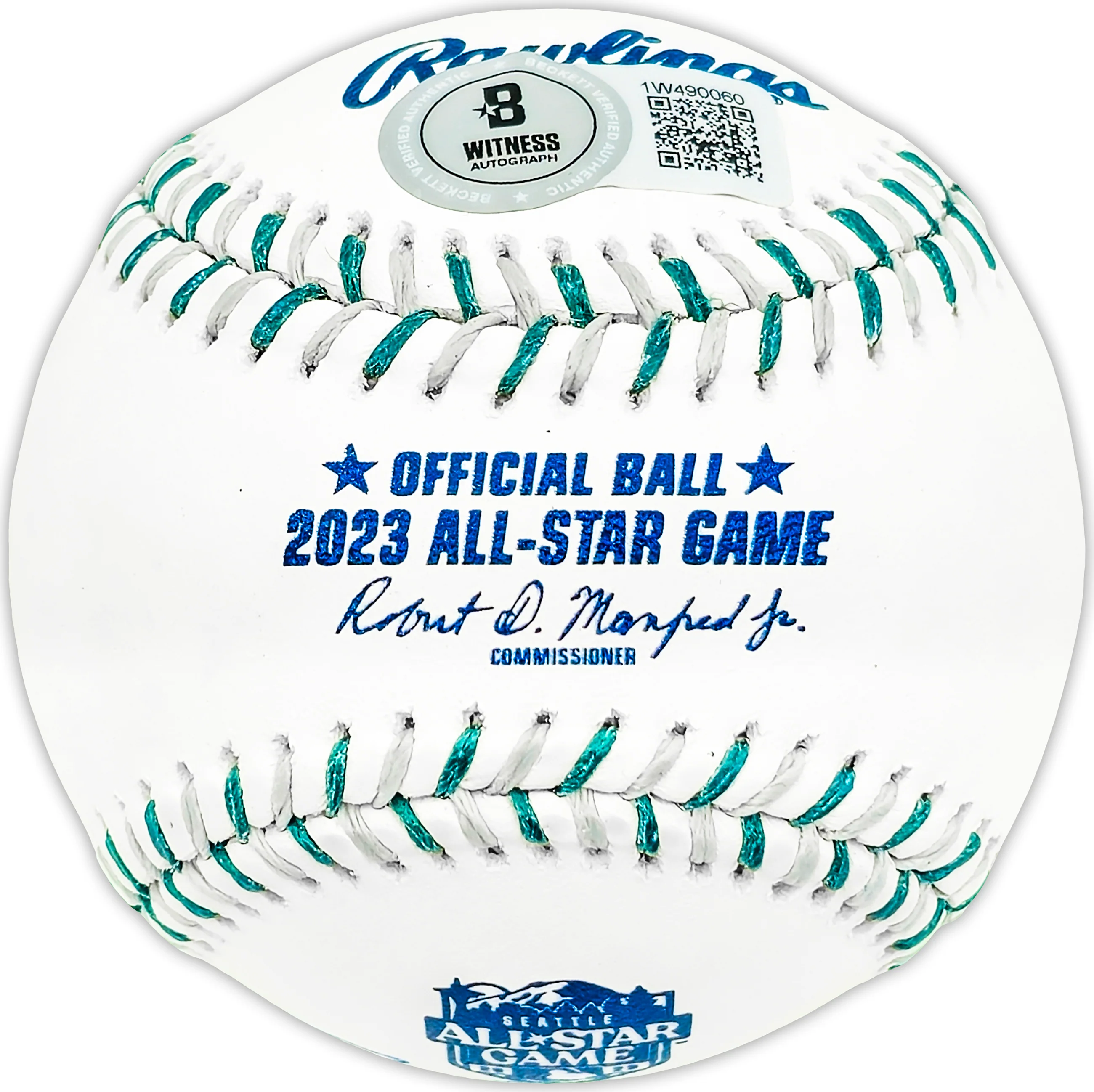 Zac Gallen Autographed Official 2023 All Star Game Logo MLB Game Baseball Arizona Diamondbacks "NL Starting Pitcher" Beckett BAS Witness Stock #227320 - Image 2