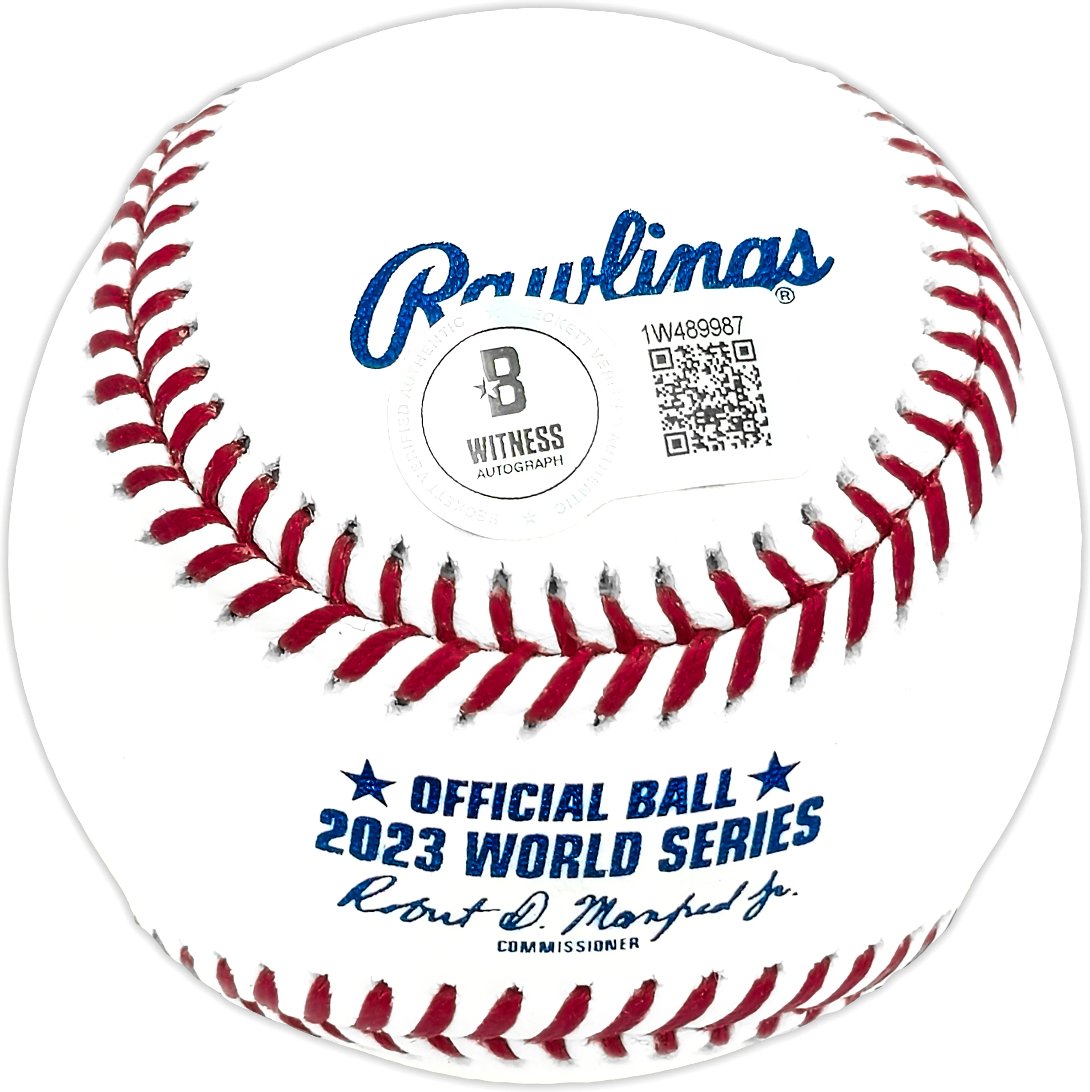 Zac Gallen Autographed Official 2023 World Series Logo MLB Baseball Arizona Diamondbacks Beckett BAS Witness Stock #227323 - Image 3