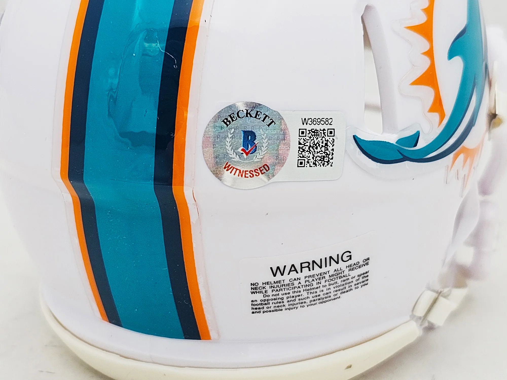 Zach Thomas Autographed Miami Dolphins White Speed Mini Helmet "HOF 2023" Beckett BAS Witness Stock #215335 - Image 5