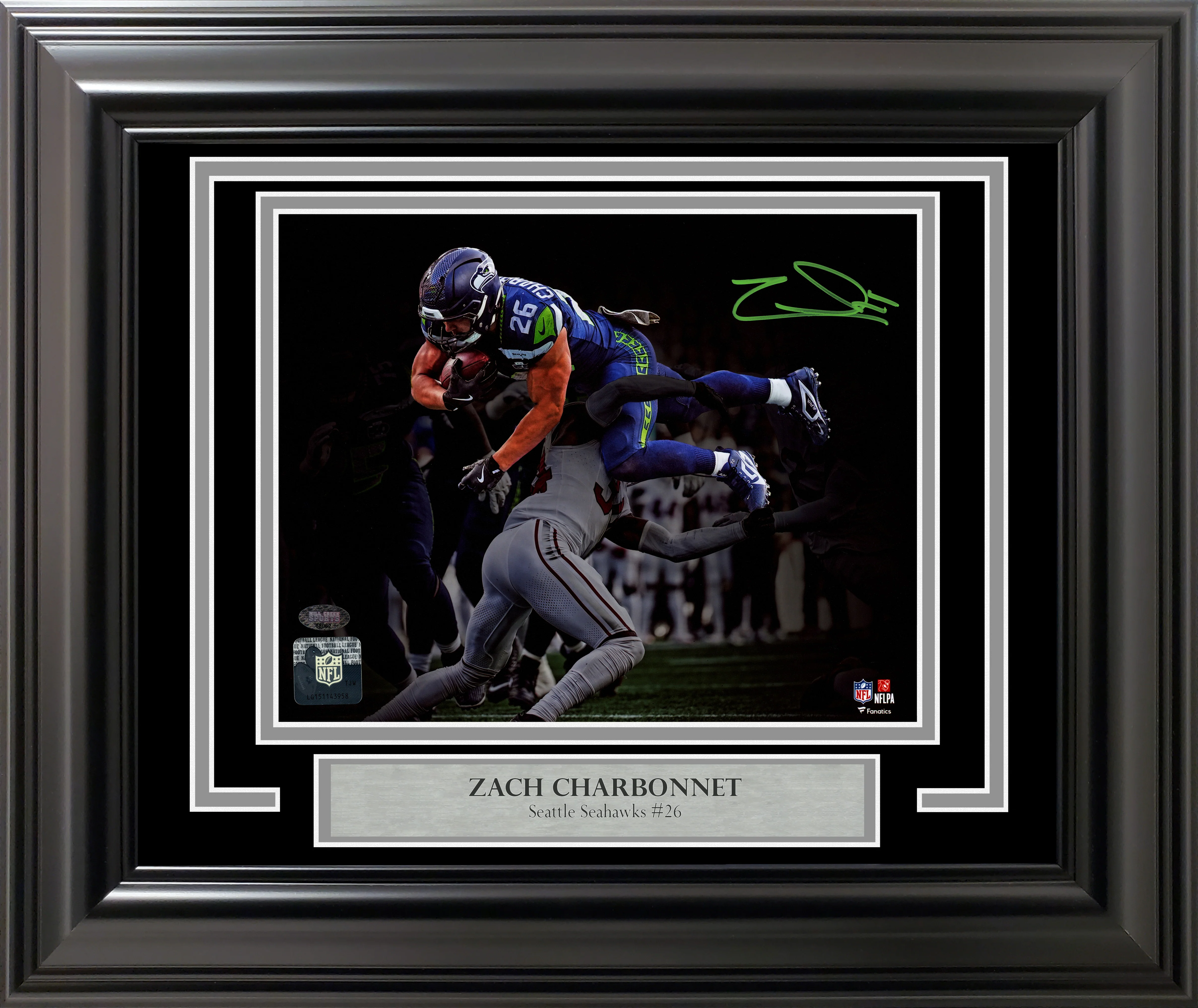 Zach Charbonnet Autographed Framed 8x10 Photo Seattle Seahawks MCS Holo Stock #258276