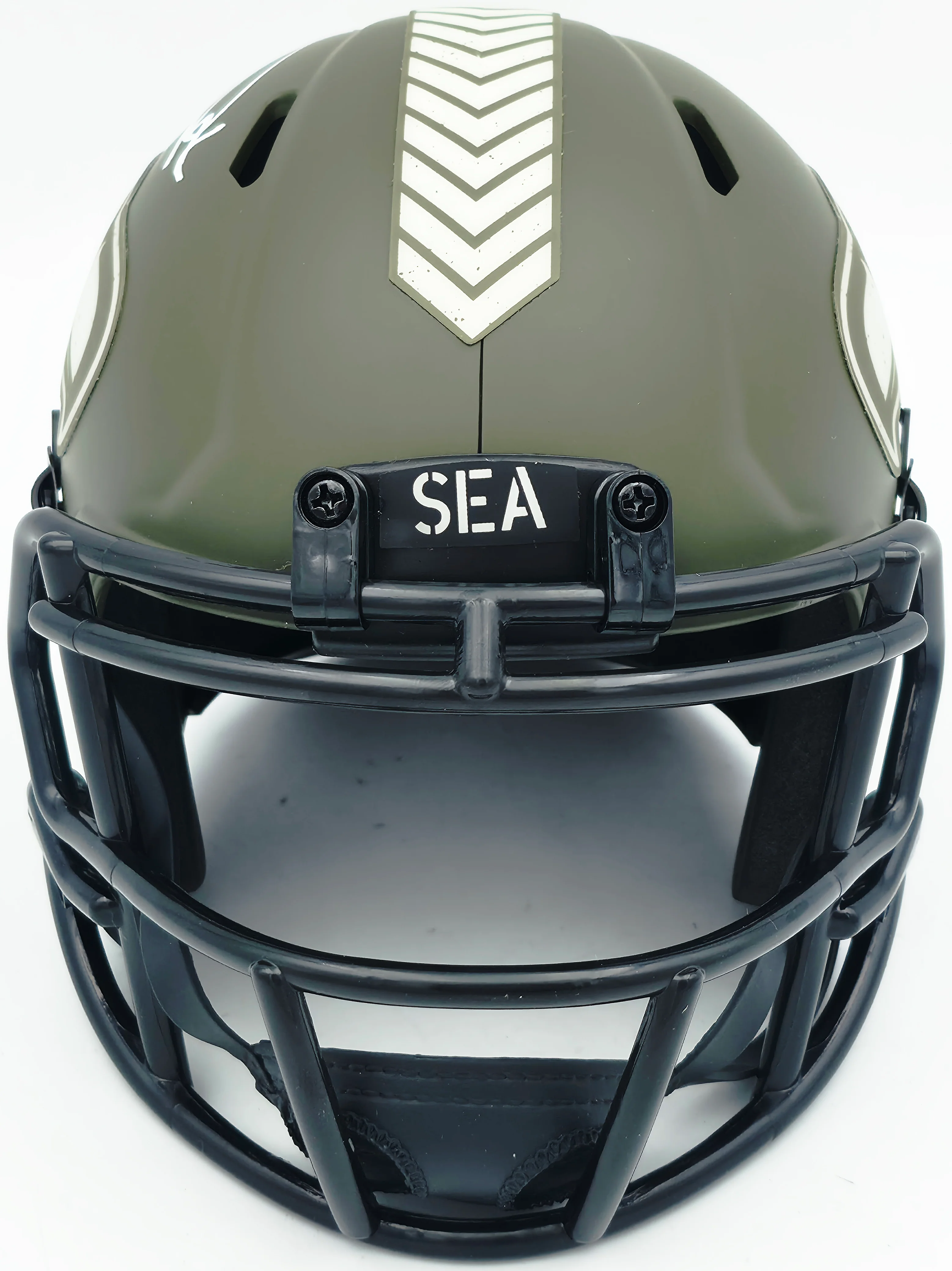 Zach Charbonnet Autographed Seattle Seahawks Army Green Salute to Service Speed Mini Helmet MCS Holo Stock #256969 - Image 3