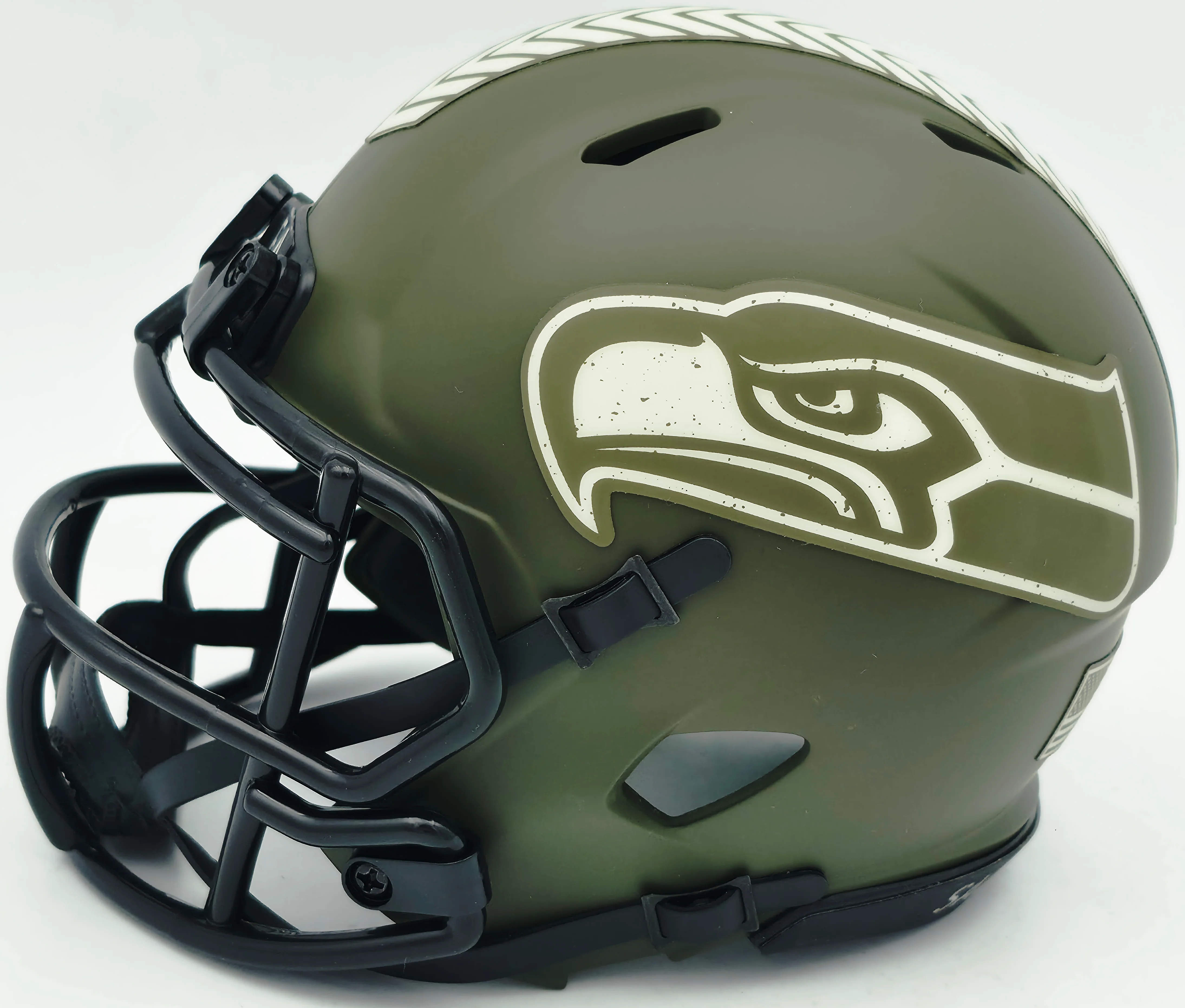 Zach Charbonnet Autographed Seattle Seahawks Army Green Salute to Service Speed Mini Helmet MCS Holo Stock #256969 - Image 5