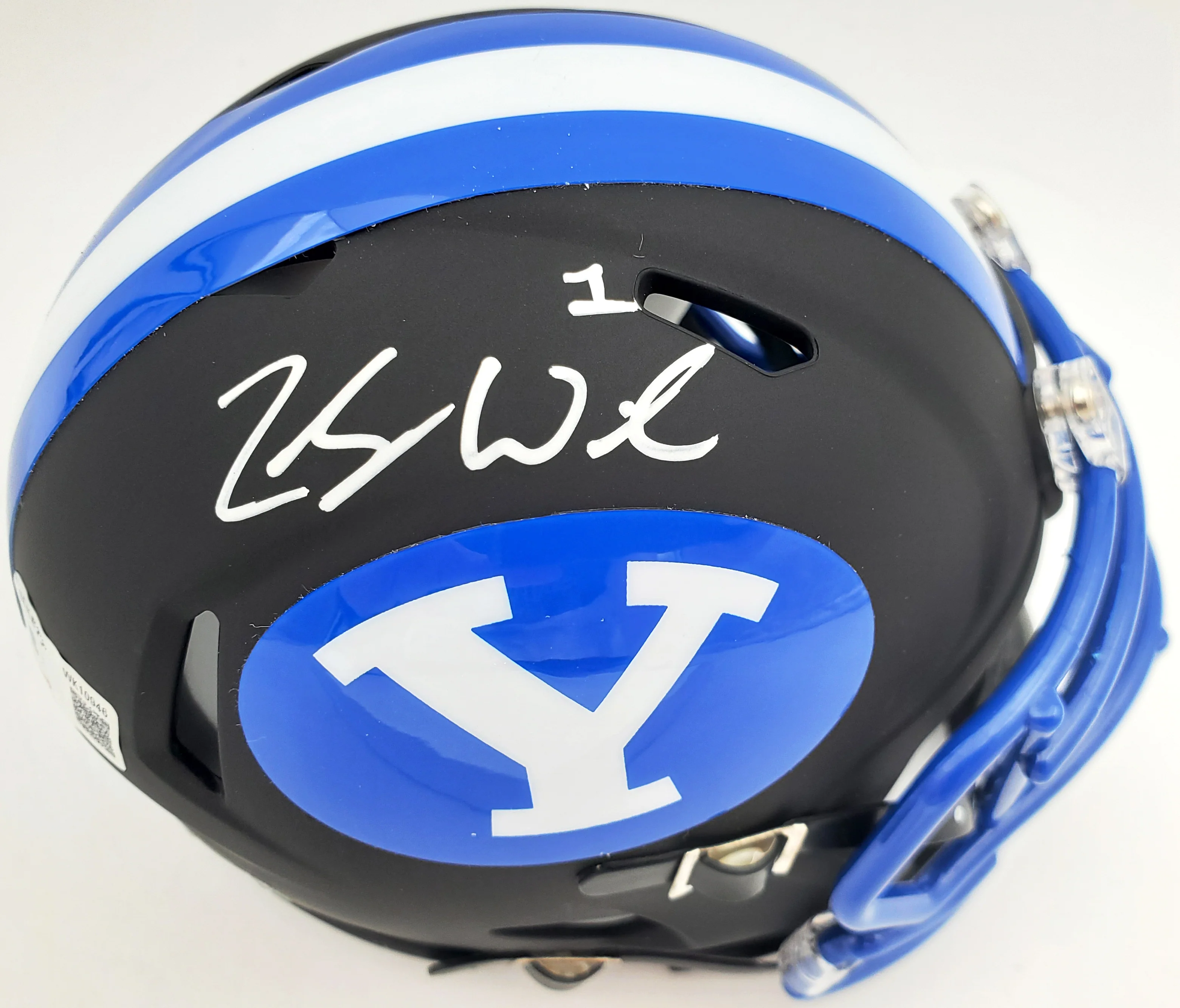 Zach Wilson Autographed BYU Cougars Black Speed Mini Helmet Beckett BAS Stock #191115 - Image 2