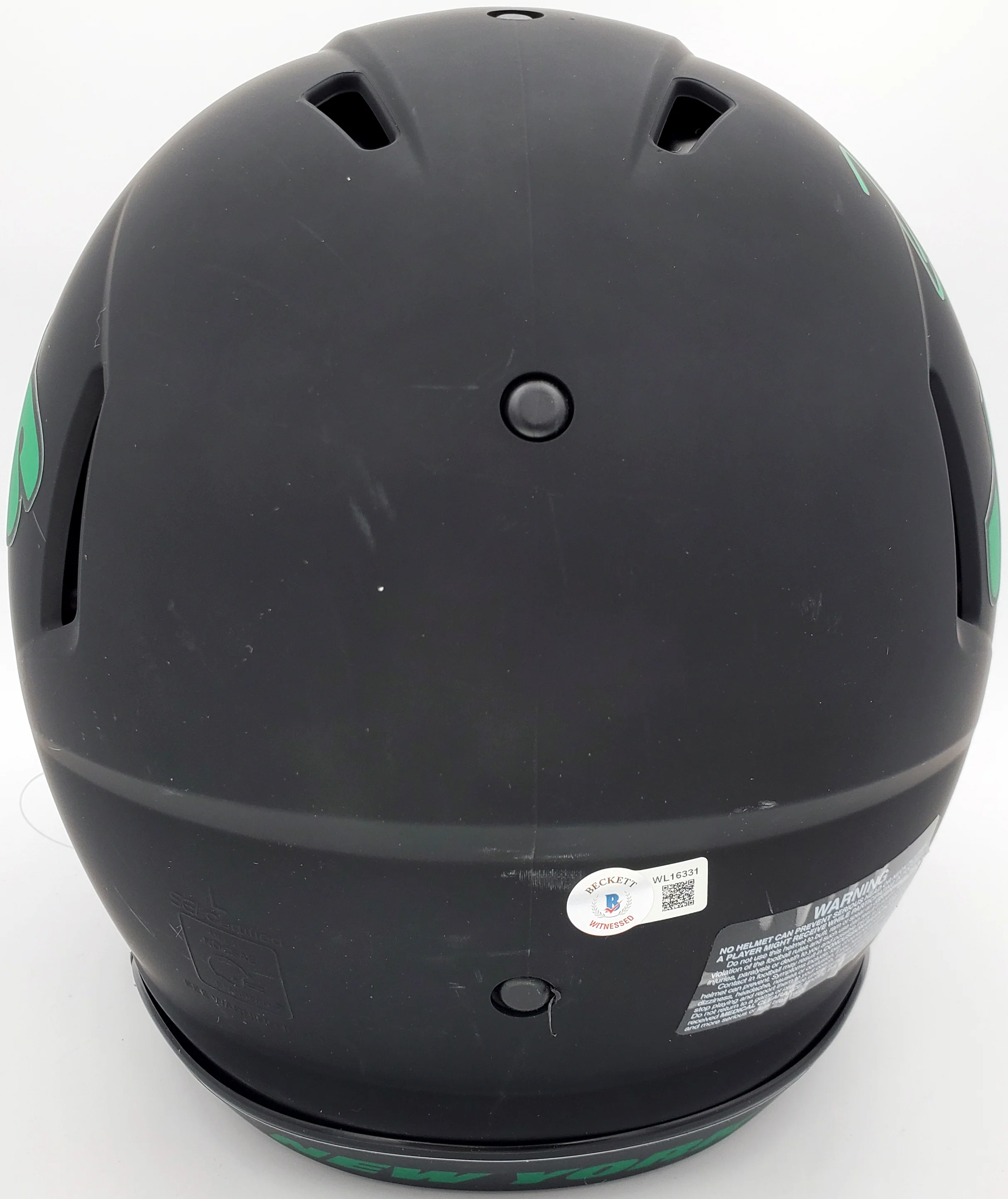 Zach Wilson Autographed New York Jets Eclipse Black Full Size Authentic Speed Helmet Beckett BAS QR Stock #194731 - Image 3