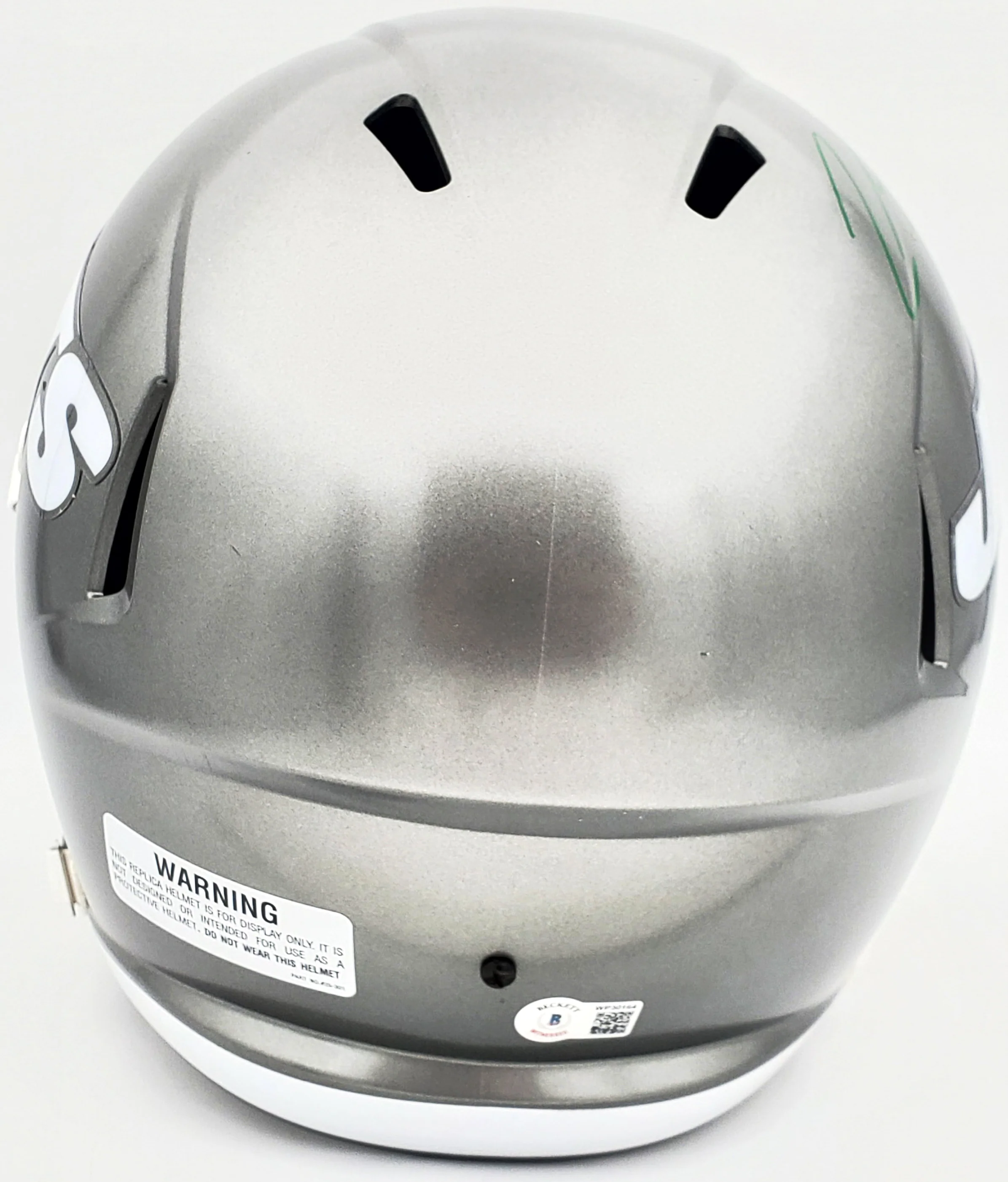 Zach Wilson Autographed New York Jets Flash Silver Full Size Replica Speed Helmet Beckett BAS QR Stock #197084 - Image 3