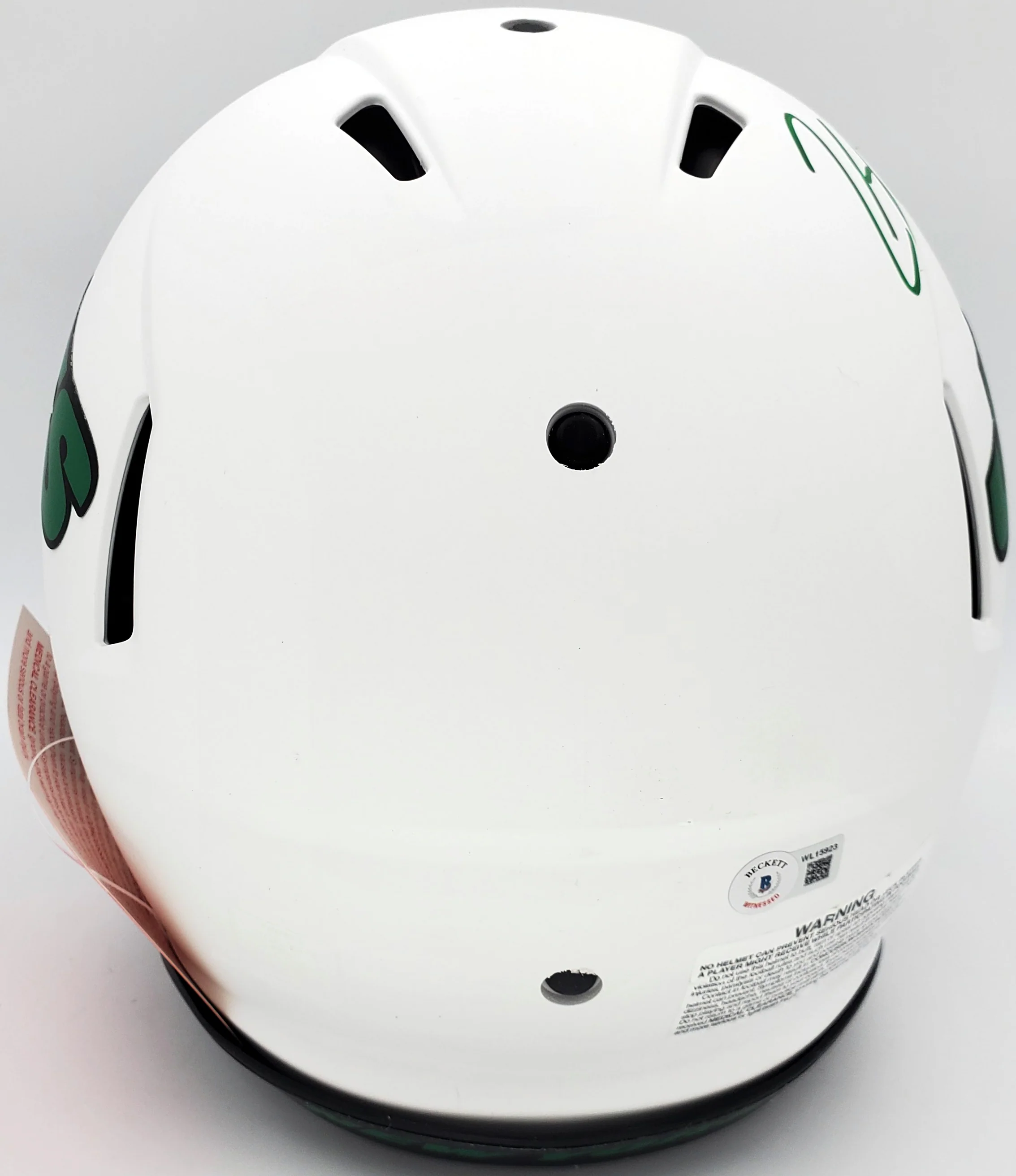 Zach Wilson Autographed New York Jets Lunar Eclipse White Full Size Authentic Speed Helmet Beckett BAS QR Stock #194729 - Image 3