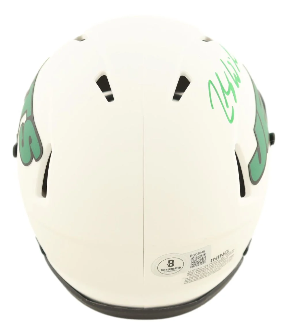 Zach Wilson Signed New York Jets Lunar Eclipse Mini Speed Helmet BAS - Image 2