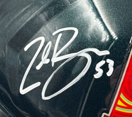 Zack Baun Signed Eagles FS Super Bowl 59 Speed Replica Helmet BAS w/ Case - Image 2