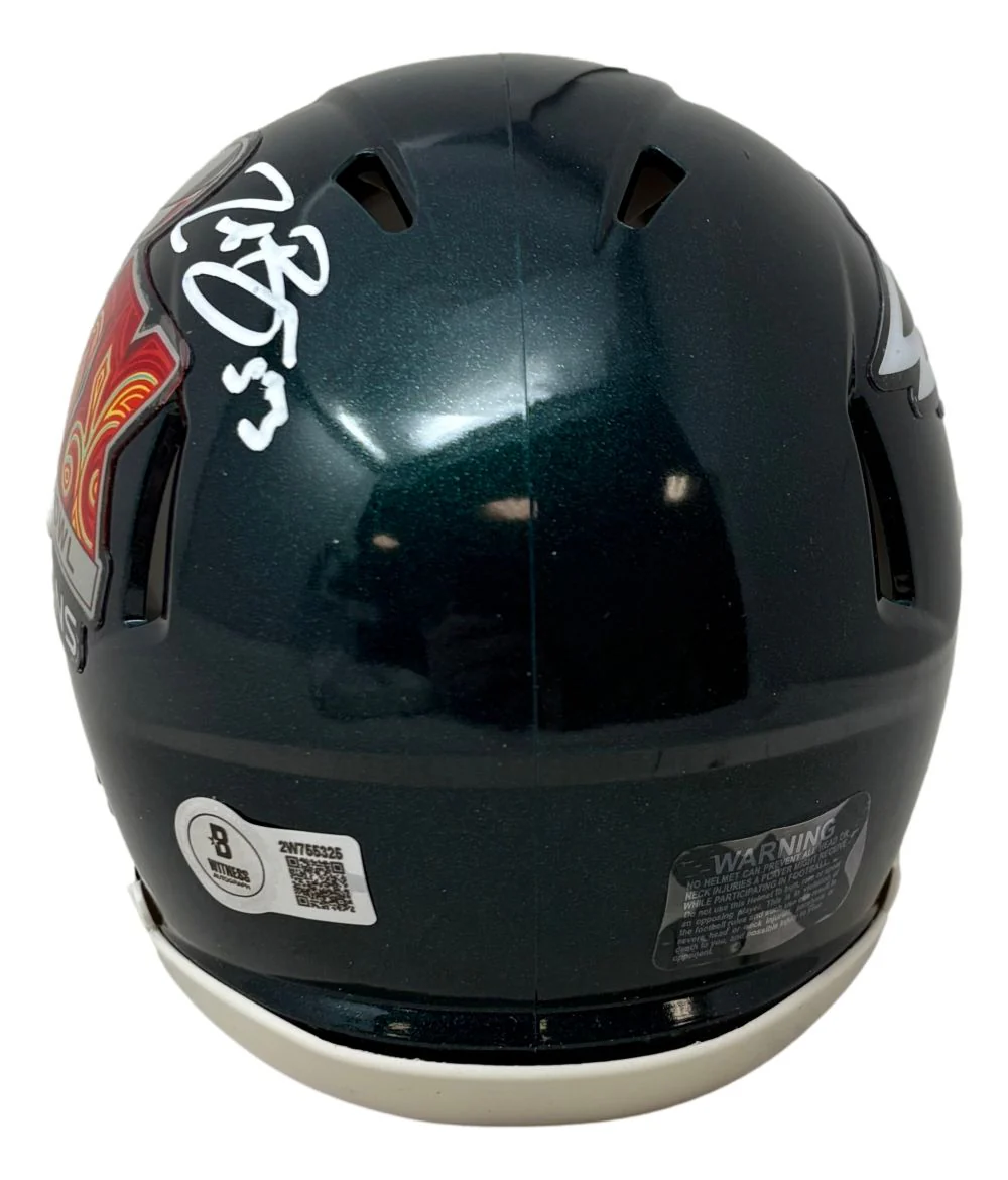 Zack Baun Signed Philadelphia Eagles Super Bowl 59 Mini Speed Helmet BAS w/ Case - Image 2