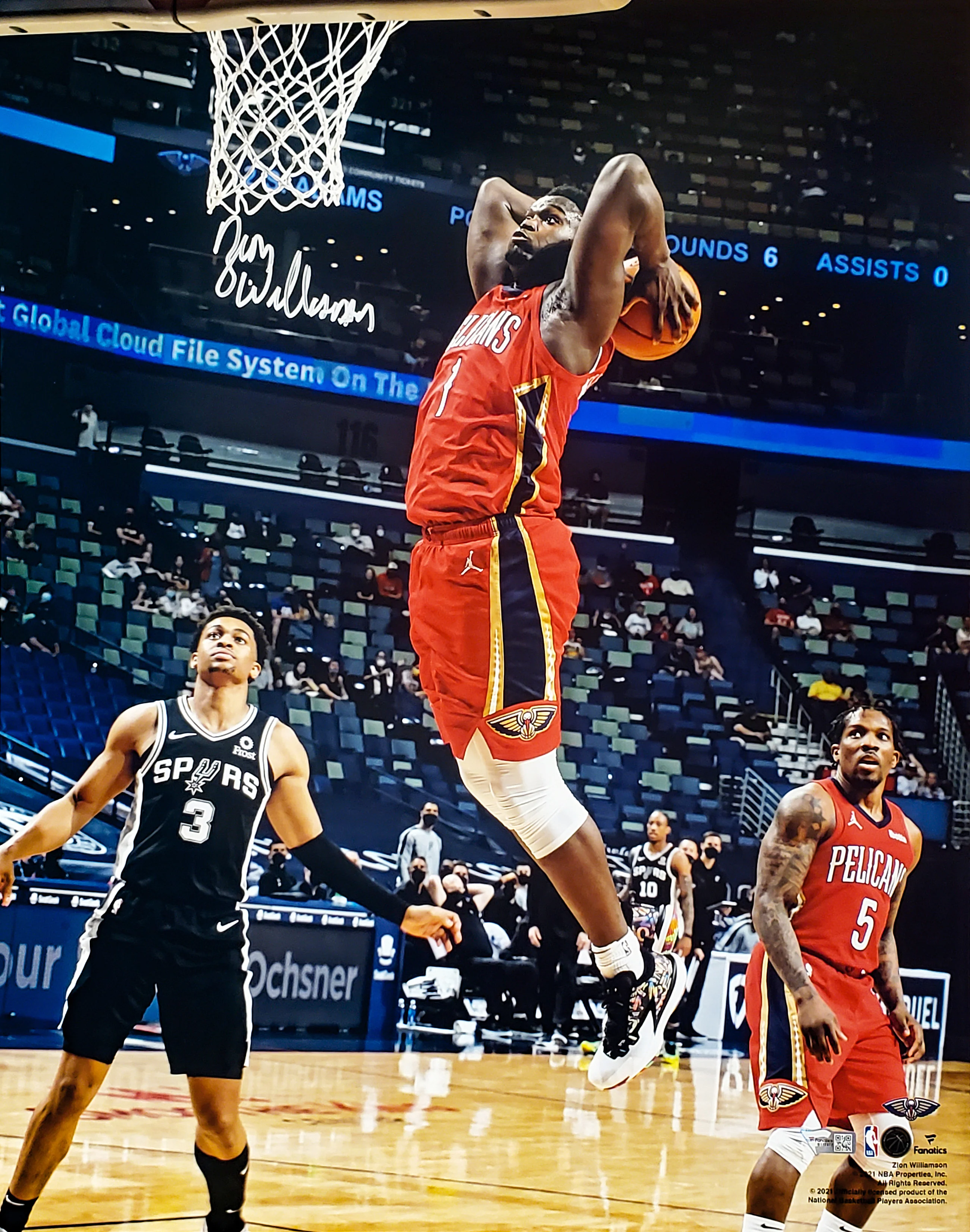 Zion Williamson Autographed Framed 16x20 Photo New Orleans Pelicans Fanatics Holo Stock #201282 - Image 2